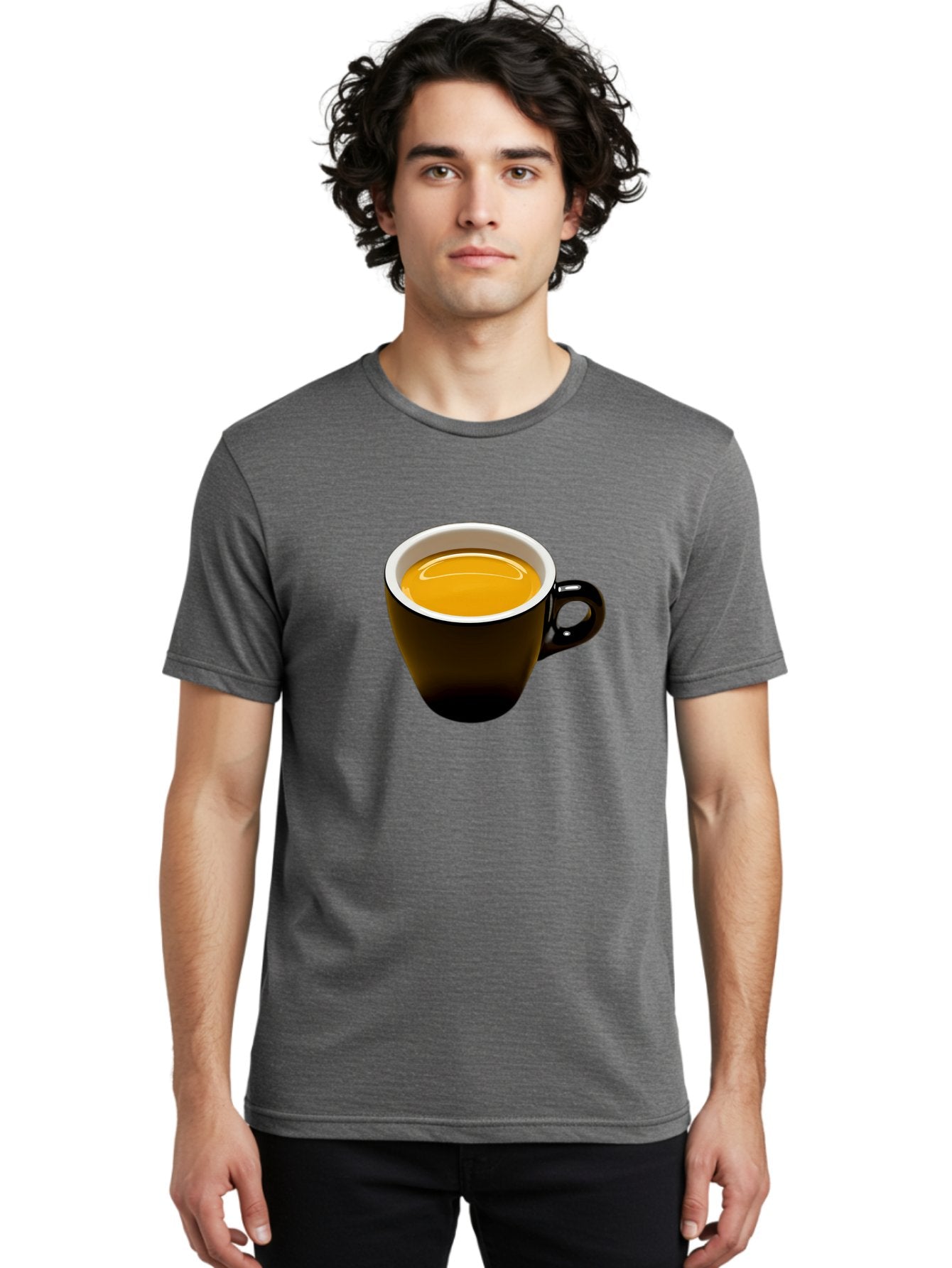 Cup-Of-Tea Men'S Graphic Tee, 100% Cotton, Comfortable Casual Summer Wear, Machine Washable, Black Tea Cup, Yellow Tea, Coffee Mug, Morning Beverage, Relaxing Drink, Cozy Atmosphere, Tea Time, Warm Beverage, Soothing Tea Bab841 16
