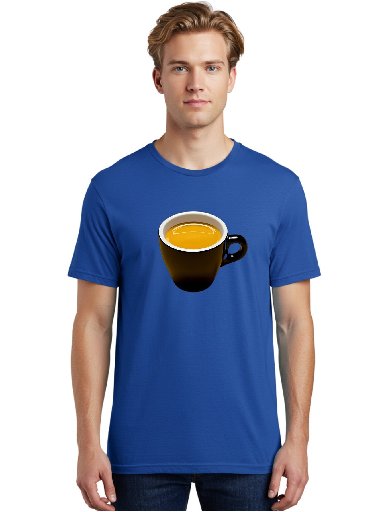 Cup-Of-Tea Men'S Graphic Tee, 100% Cotton, Comfortable Casual Summer Wear, Machine Washable, Black Tea Cup, Yellow Tea, Coffee Mug, Morning Beverage, Relaxing Drink, Cozy Atmosphere, Tea Time, Warm Beverage, Soothing Tea Bab841 21