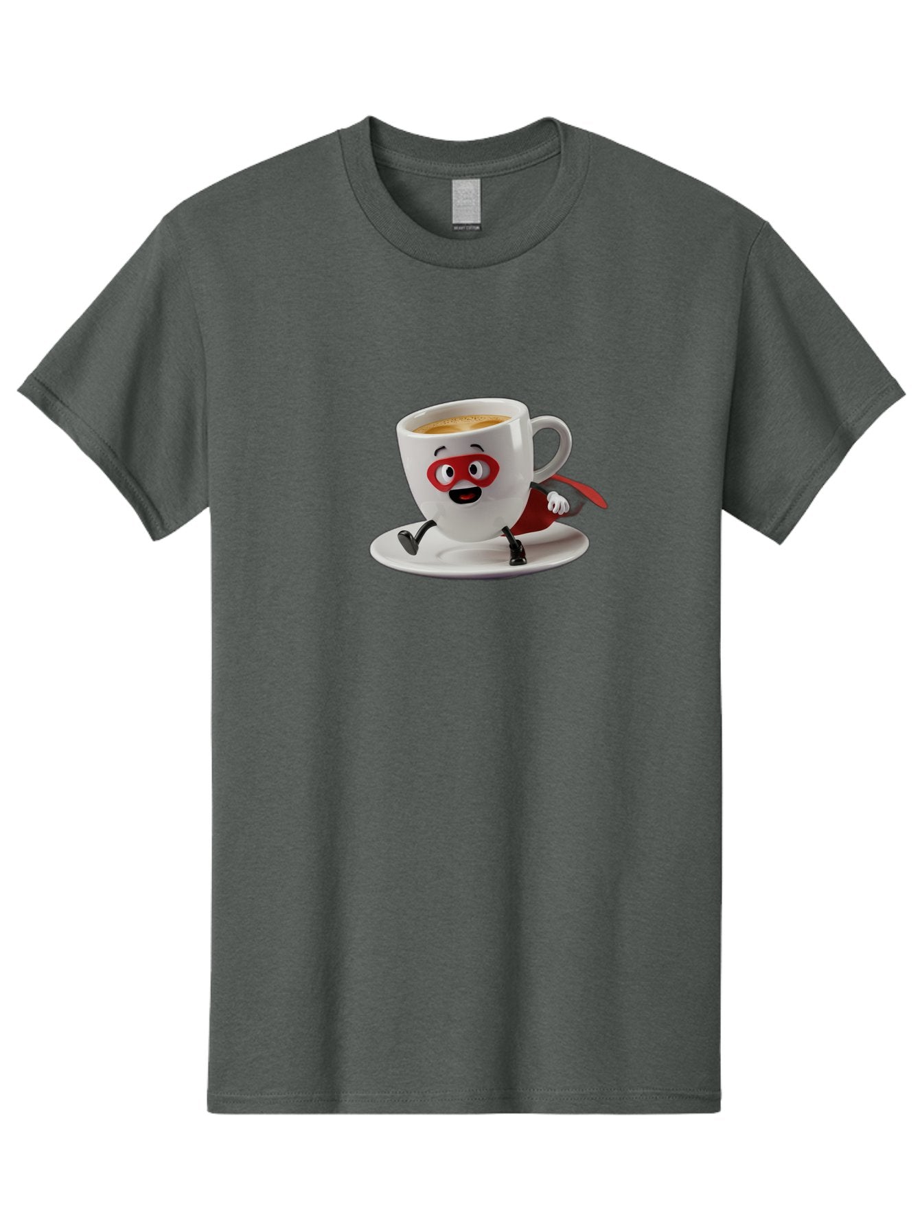 Cup-Superhero Men'S Graphic Tee, 100% Cotton, Comfortable Casual Summer Wear, Machine Washable, Cartoon Coffee Cup, Superhero Theme, Anthropomorphic Design, Red Mask, Cape, Funny Character, Coffee Culture, Cute Illustration Bab842 15