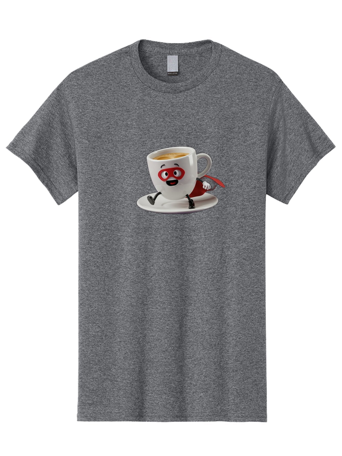 Cup-Superhero Men'S Graphic Tee, 100% Cotton, Comfortable Casual Summer Wear, Machine Washable, Cartoon Coffee Cup, Superhero Theme, Anthropomorphic Design, Red Mask, Cape, Funny Character, Coffee Culture, Cute Illustration Bab842 11