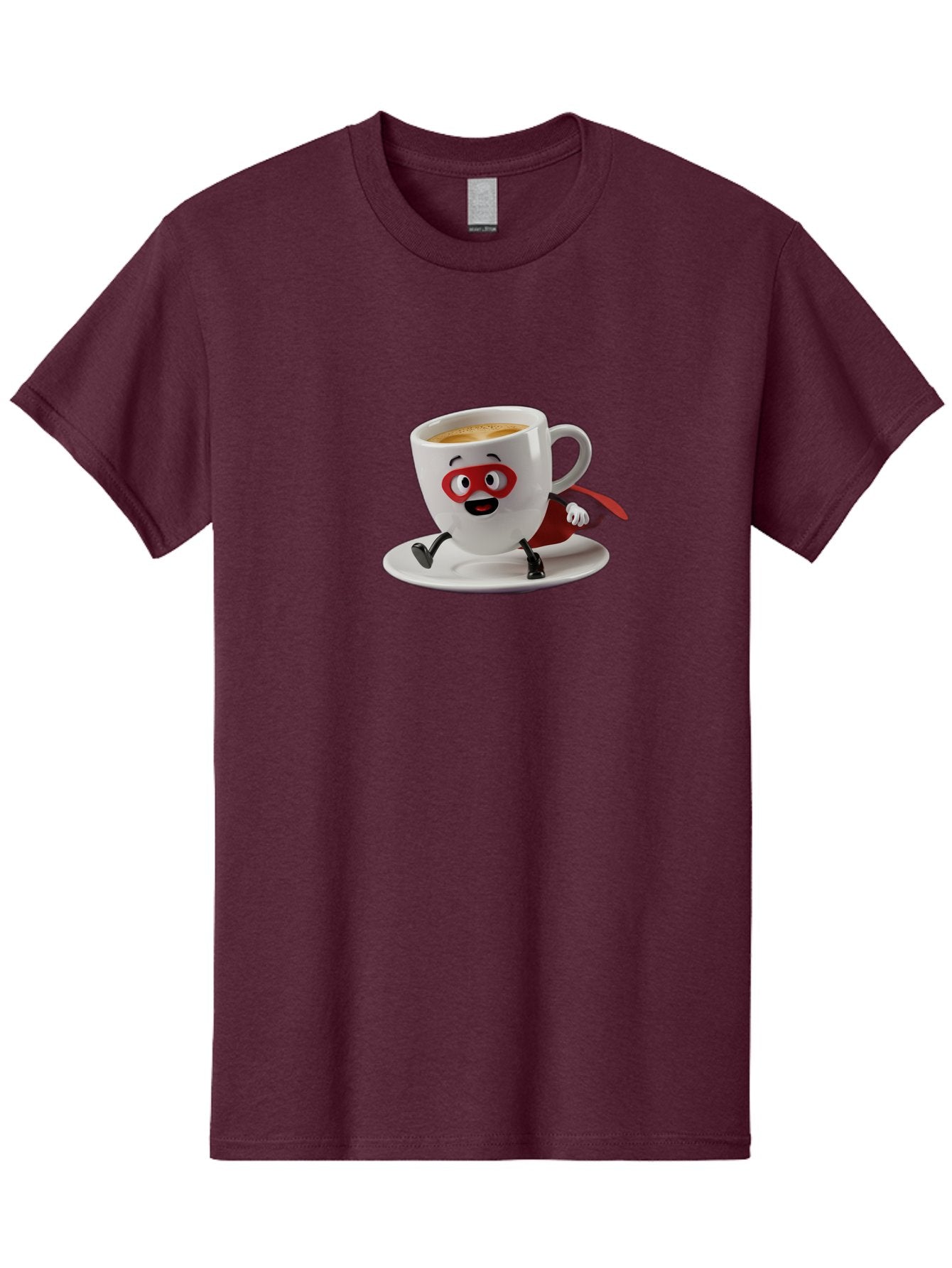 Cup-Superhero Men'S Graphic Tee, 100% Cotton, Comfortable Casual Summer Wear, Machine Washable, Cartoon Coffee Cup, Superhero Theme, Anthropomorphic Design, Red Mask, Cape, Funny Character, Coffee Culture, Cute Illustration Bab842 4
