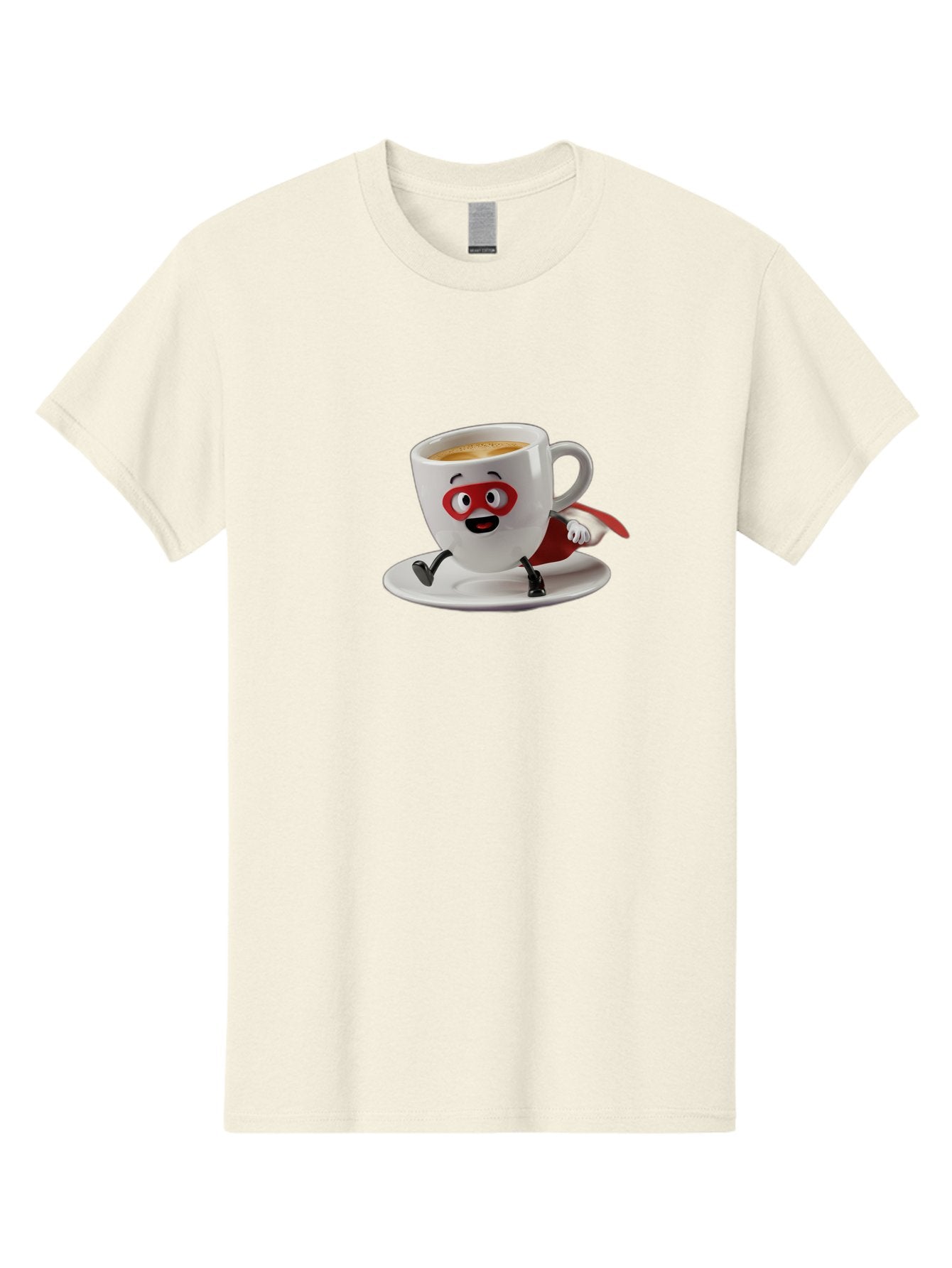 Cup-Superhero Men'S Graphic Tee, 100% Cotton, Comfortable Casual Summer Wear, Machine Washable, Cartoon Coffee Cup, Superhero Theme, Anthropomorphic Design, Red Mask, Cape, Funny Character, Coffee Culture, Cute Illustration Bab842 8