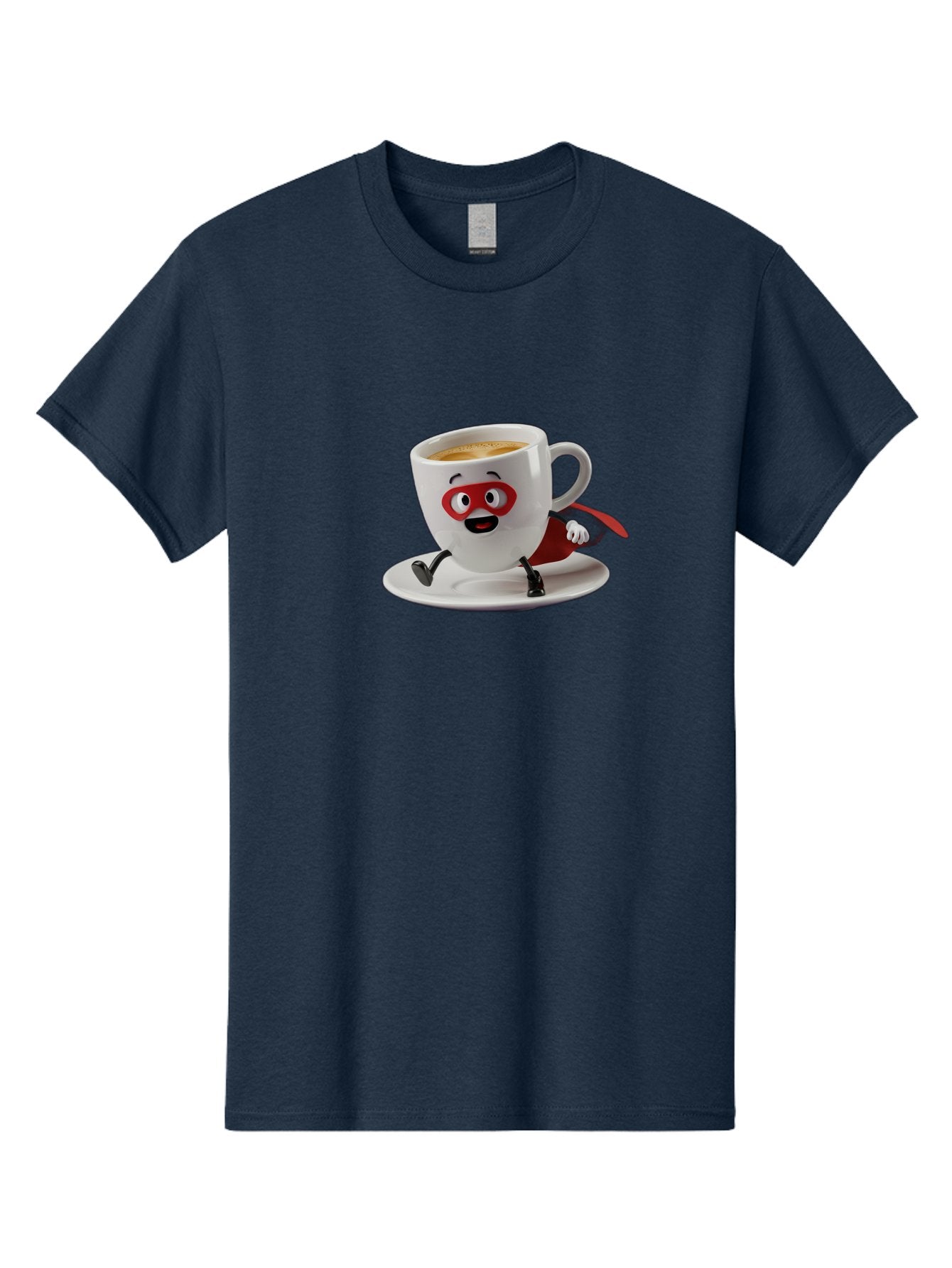 Cup-Superhero Men'S Graphic Tee, 100% Cotton, Comfortable Casual Summer Wear, Machine Washable, Cartoon Coffee Cup, Superhero Theme, Anthropomorphic Design, Red Mask, Cape, Funny Character, Coffee Culture, Cute Illustration Bab842 3