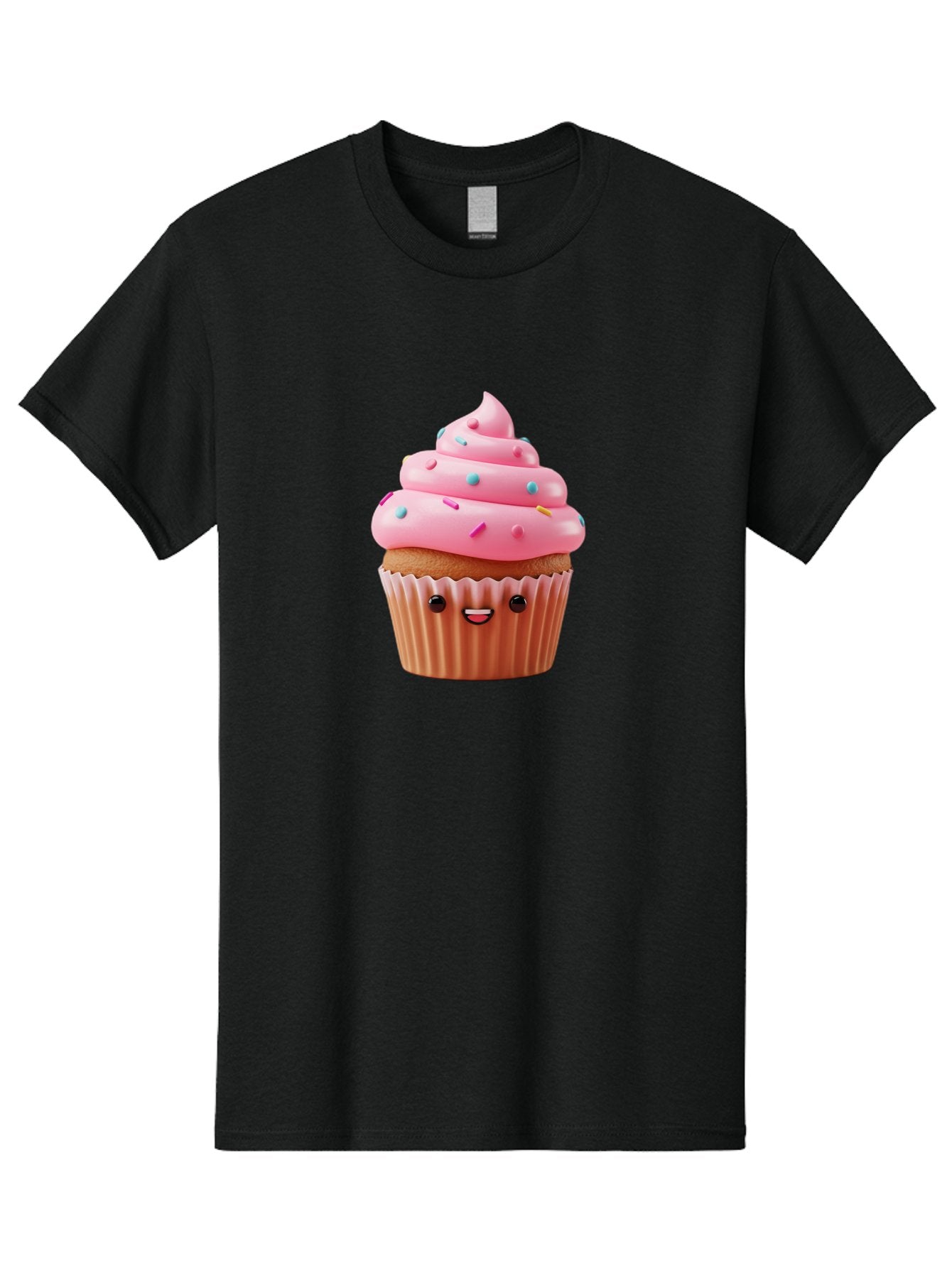 Cupcake Men'S Graphic Tee, 100% Cotton, Comfortable Casual Summer Wear, Machine Washable, Cupcake With Pink Frosting, Sweet Treats, Colorful Sprinkles, Whimsical Design, Happy Face, Dessert Delight, Baked Goods, Cartoon Style Bab843