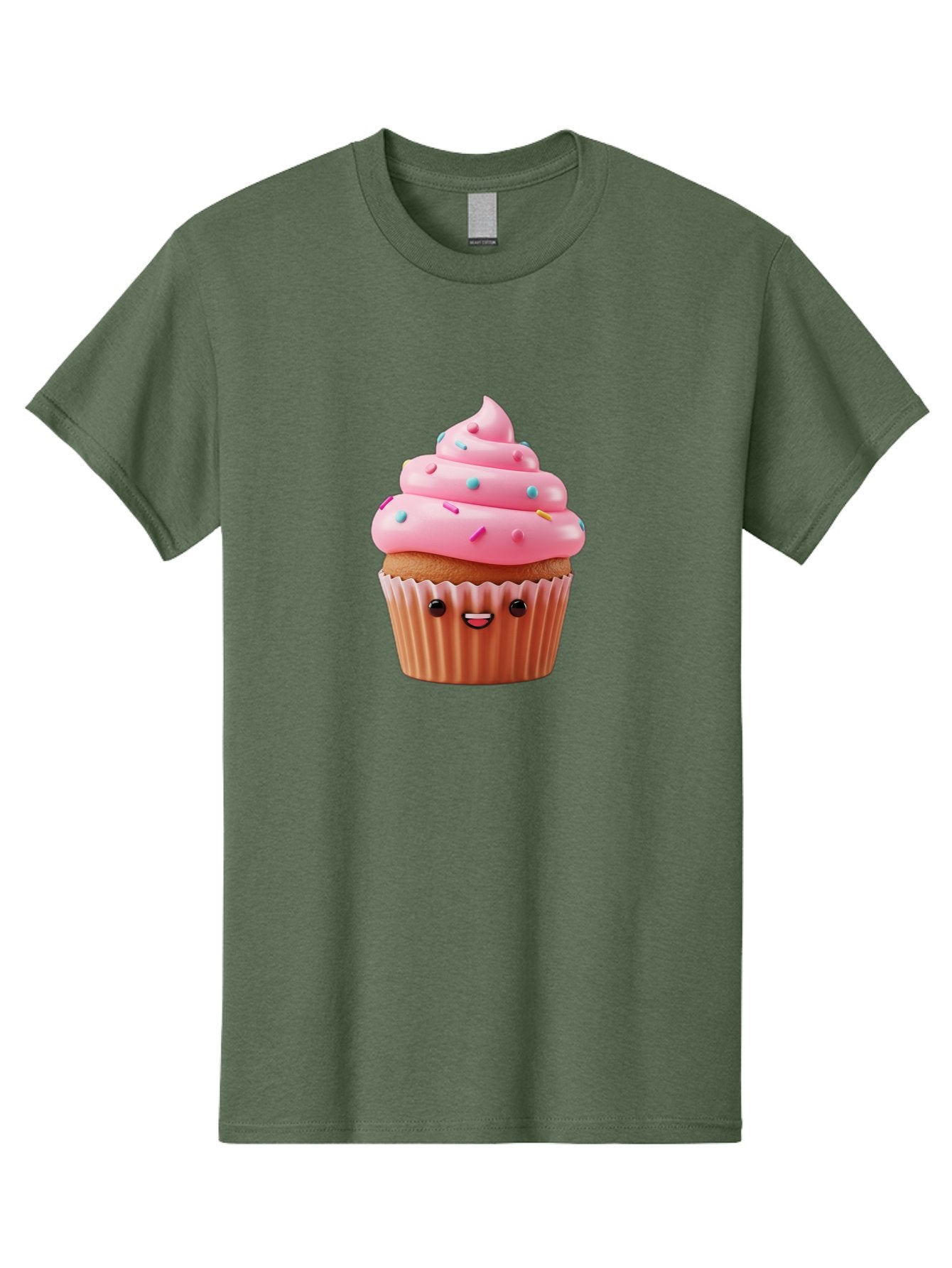 Cupcake Men'S Graphic Tee, 100% Cotton, Comfortable Casual Summer Wear, Machine Washable, Cupcake With Pink Frosting, Sweet Treats, Colorful Sprinkles, Whimsical Design, Happy Face, Dessert Delight, Baked Goods, Cartoon Style Bab843 5