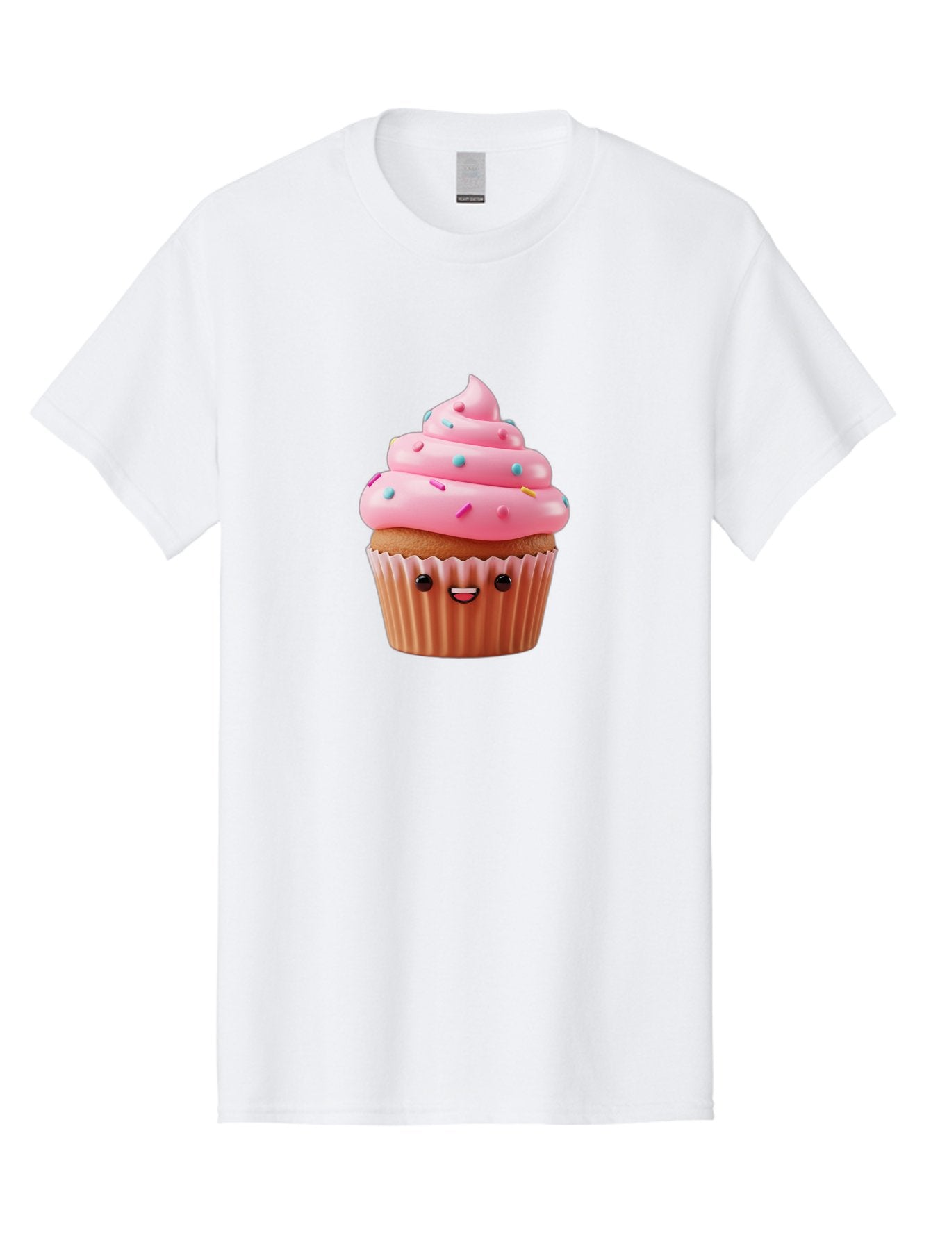 Cupcake Men'S Graphic Tee, 100% Cotton, Comfortable Casual Summer Wear, Machine Washable, Cupcake With Pink Frosting, Sweet Treats, Colorful Sprinkles, Whimsical Design, Happy Face, Dessert Delight, Baked Goods, Cartoon Style Bab843 4
