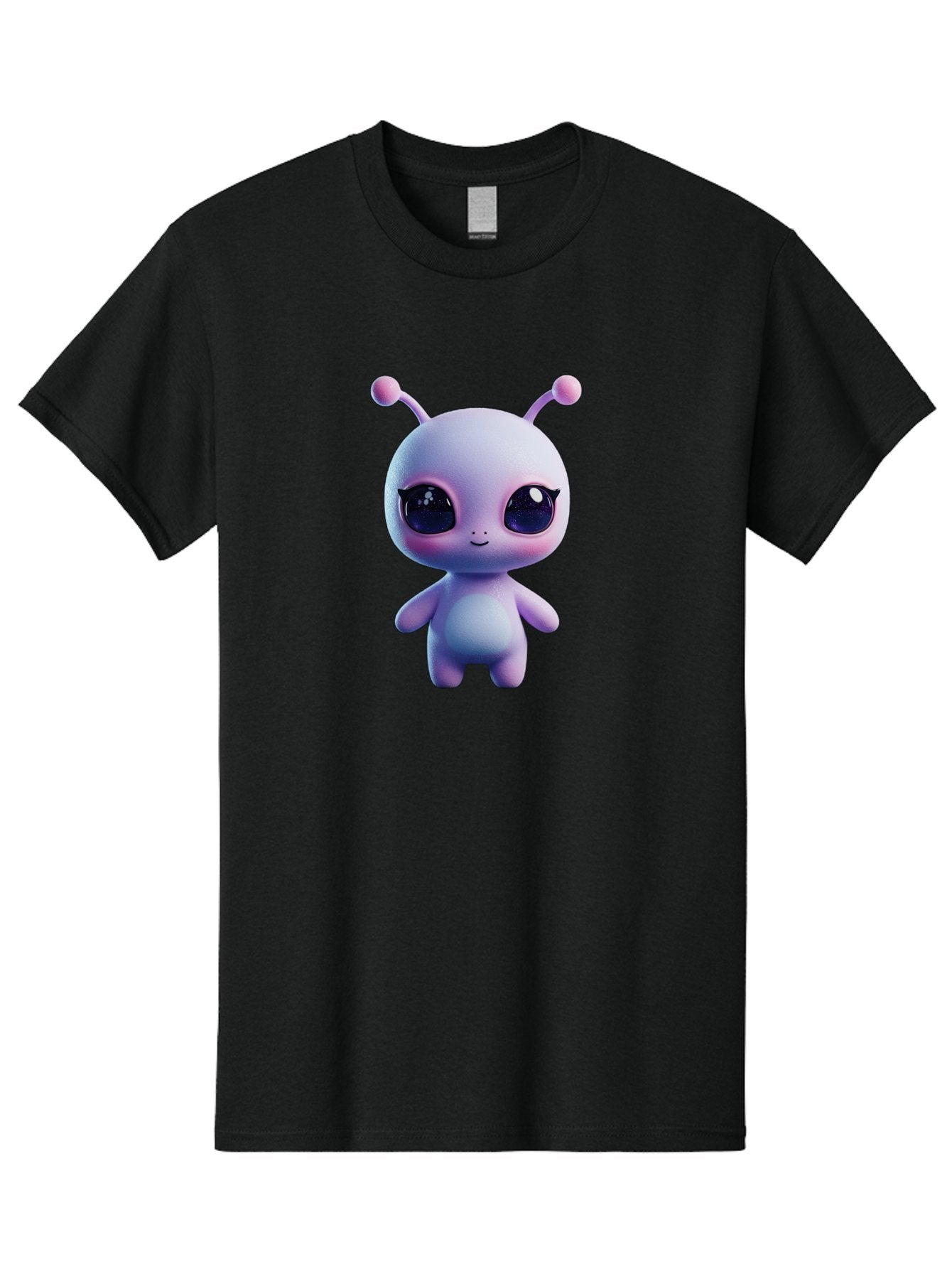 Cute-Alien-Character Men'S Graphic Tee, 100% Cotton, Comfortable Casual Summer Wear, Machine Washable, Alien Character, Cartoon Style, Cute Eyes, Big Eyes, Smiling Face, 3D Rendering, Fantasy Creature, Adorable Being, Purple Hue, Bab844 8