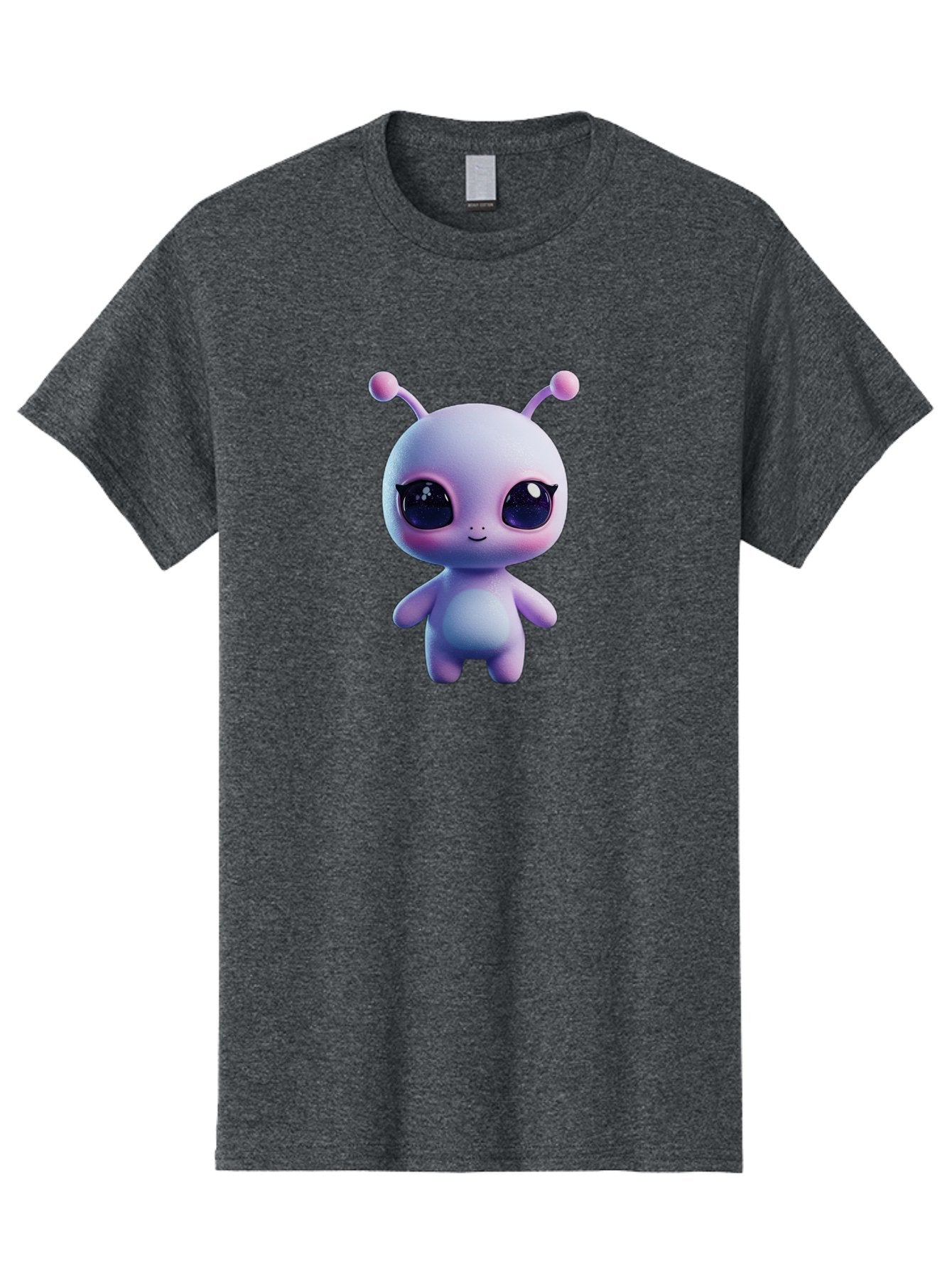 Cute-Alien-Character Men'S Graphic Tee, 100% Cotton, Comfortable Casual Summer Wear, Machine Washable, Alien Character, Cartoon Style, Cute Eyes, Big Eyes, Smiling Face, 3D Rendering, Fantasy Creature, Adorable Being, Purple Hue, Bab844 14
