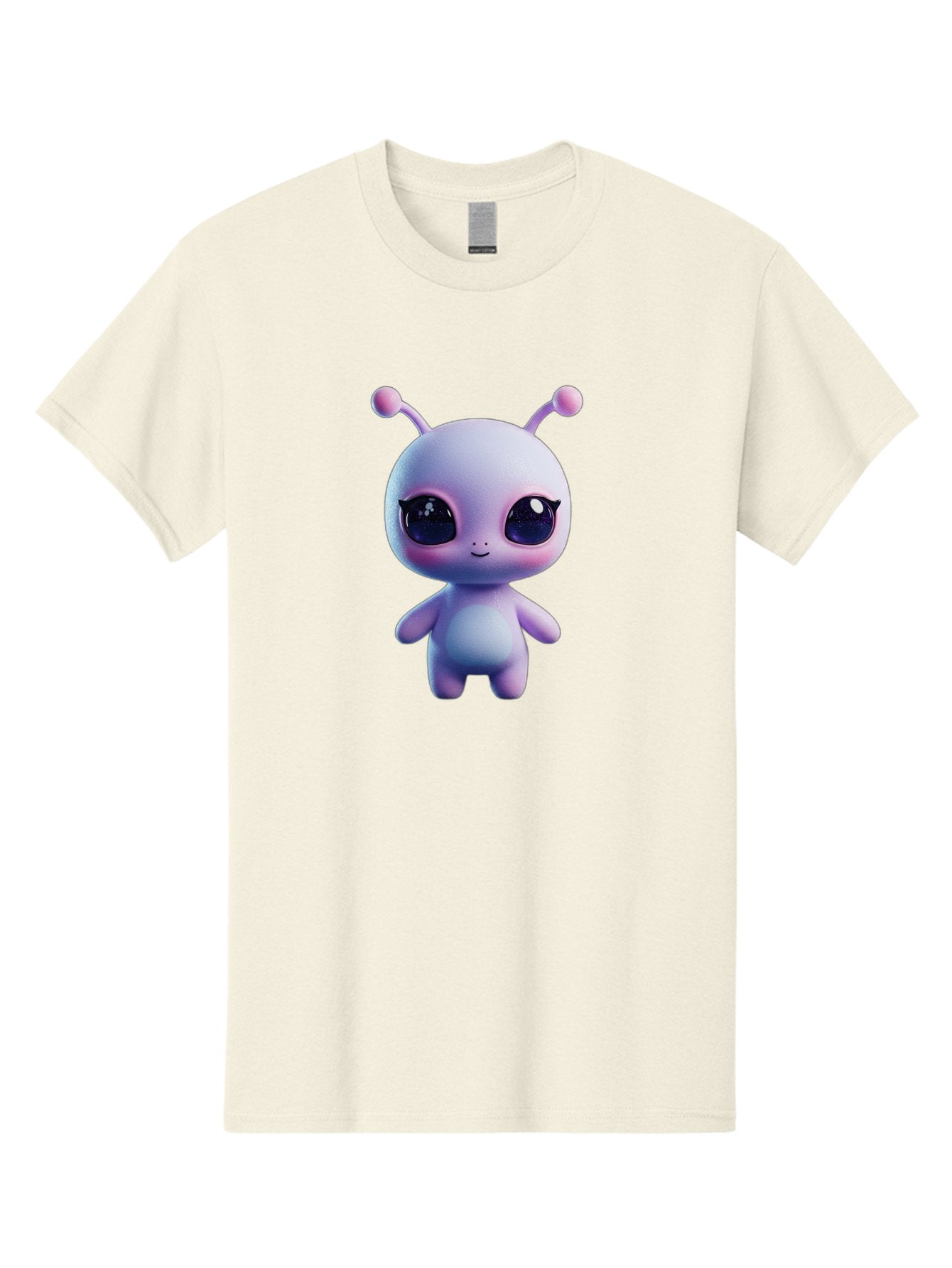 Cute-Alien-Character Men'S Graphic Tee, 100% Cotton, Comfortable Casual Summer Wear, Machine Washable, Alien Character, Cartoon Style, Cute Eyes, Big Eyes, Smiling Face, 3D Rendering, Fantasy Creature, Adorable Being, Purple Hue, Bab844 6
