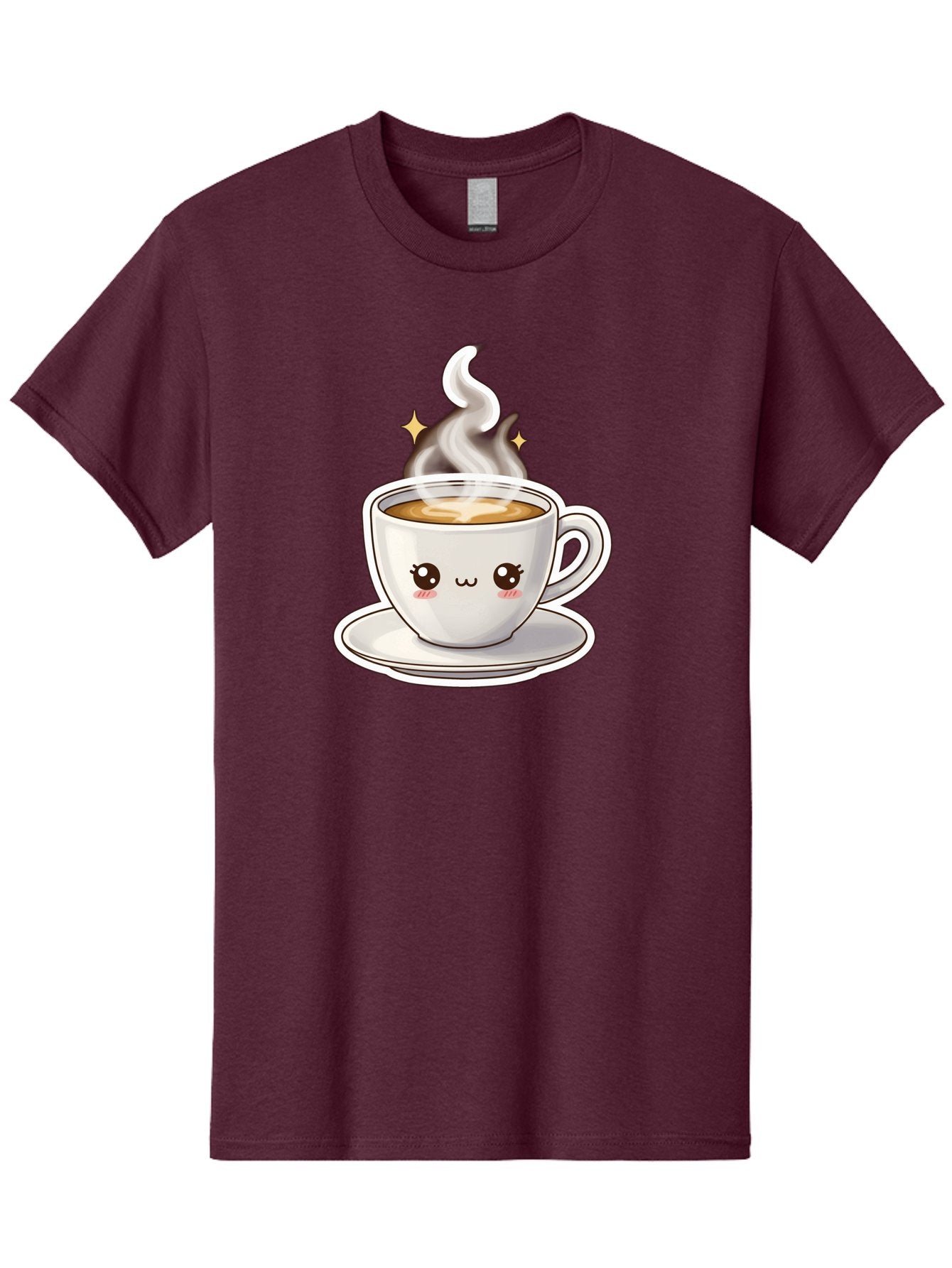 Cute-Coffee-Cup Men'S Graphic Tee, 100% Cotton, Comfortable Casual Summer Wear, Machine Washable, Cute Coffee Cup, Coffee, Coffee Break, Cartoon Character, Steaming Hot Beverage, Kawaii, Morning Pick-Me-Up, Coffee Lover, Happy Face, Espresso Bab846