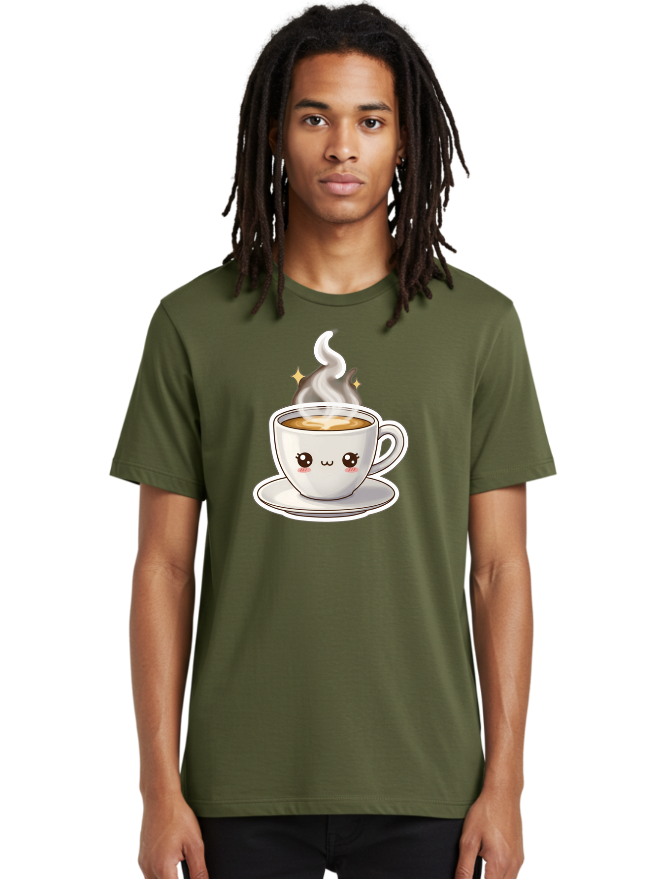 Cute-Coffee-Cup Men'S Graphic Tee, 100% Cotton, Comfortable Casual Summer Wear, Machine Washable, Cute Coffee Cup, Coffee, Coffee Break, Cartoon Character, Steaming Hot Beverage, Kawaii, Morning Pick-Me-Up, Coffee Lover, Happy Face, Espresso Bab846 19