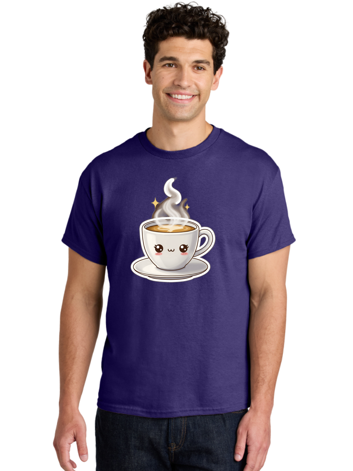 Cute-Coffee-Cup Men'S Graphic Tee, 100% Cotton, Comfortable Casual Summer Wear, Machine Washable, Cute Coffee Cup, Coffee, Coffee Break, Cartoon Character, Steaming Hot Beverage, Kawaii, Morning Pick-Me-Up, Coffee Lover, Happy Face, Espresso Bab846 20
