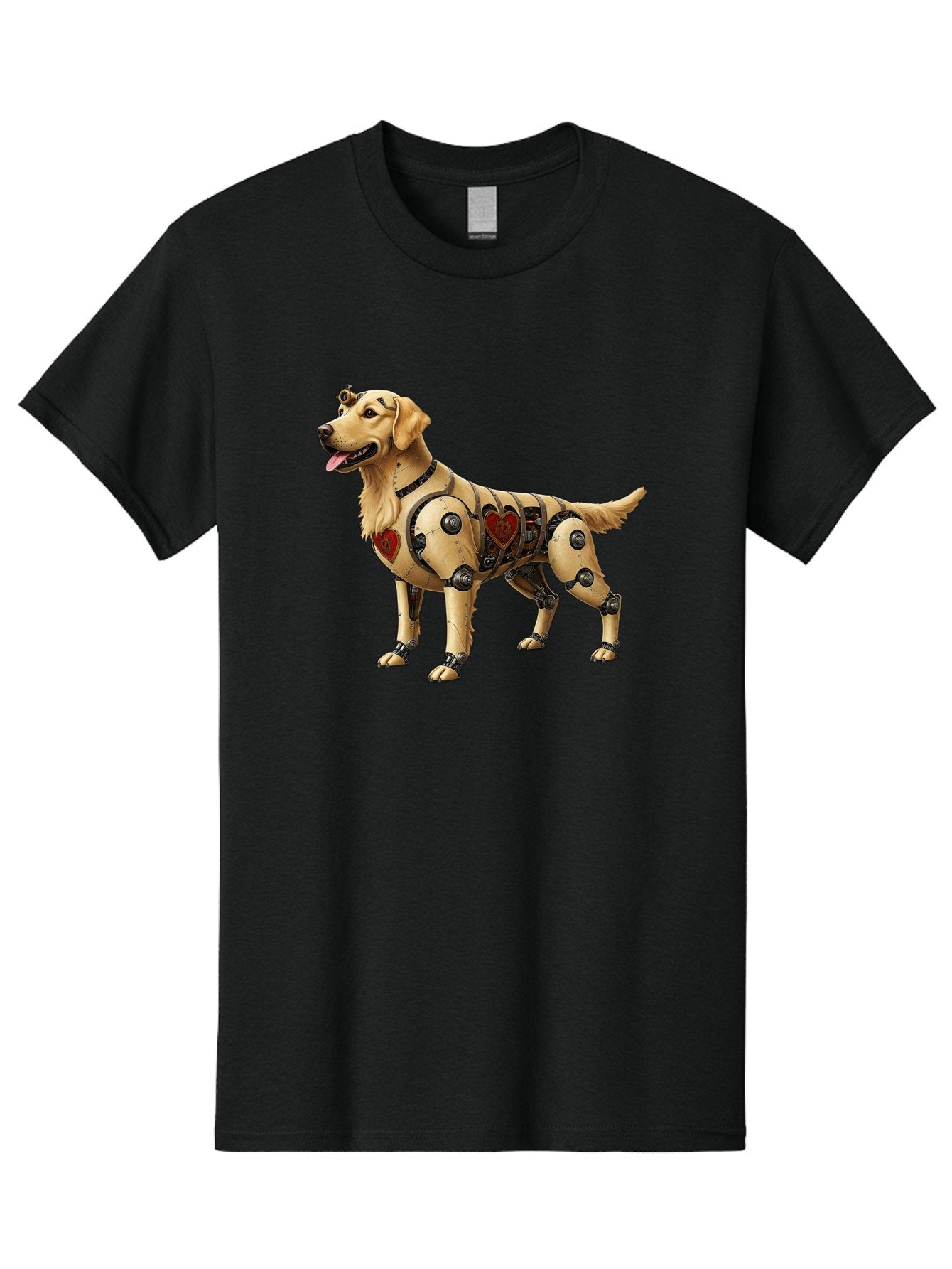 Cyborg-Golden-Retriever Men'S Graphic Tee, 100% Cotton, Comfortable Casual Summer Wear, Machine Washable, Cyborg Dog, Robotic Limbs, Golden Retriever, Futuristic Pet, Sci-Fi Art, Mechanical Enhancements, Heart-Shaped Components, Bab848 12