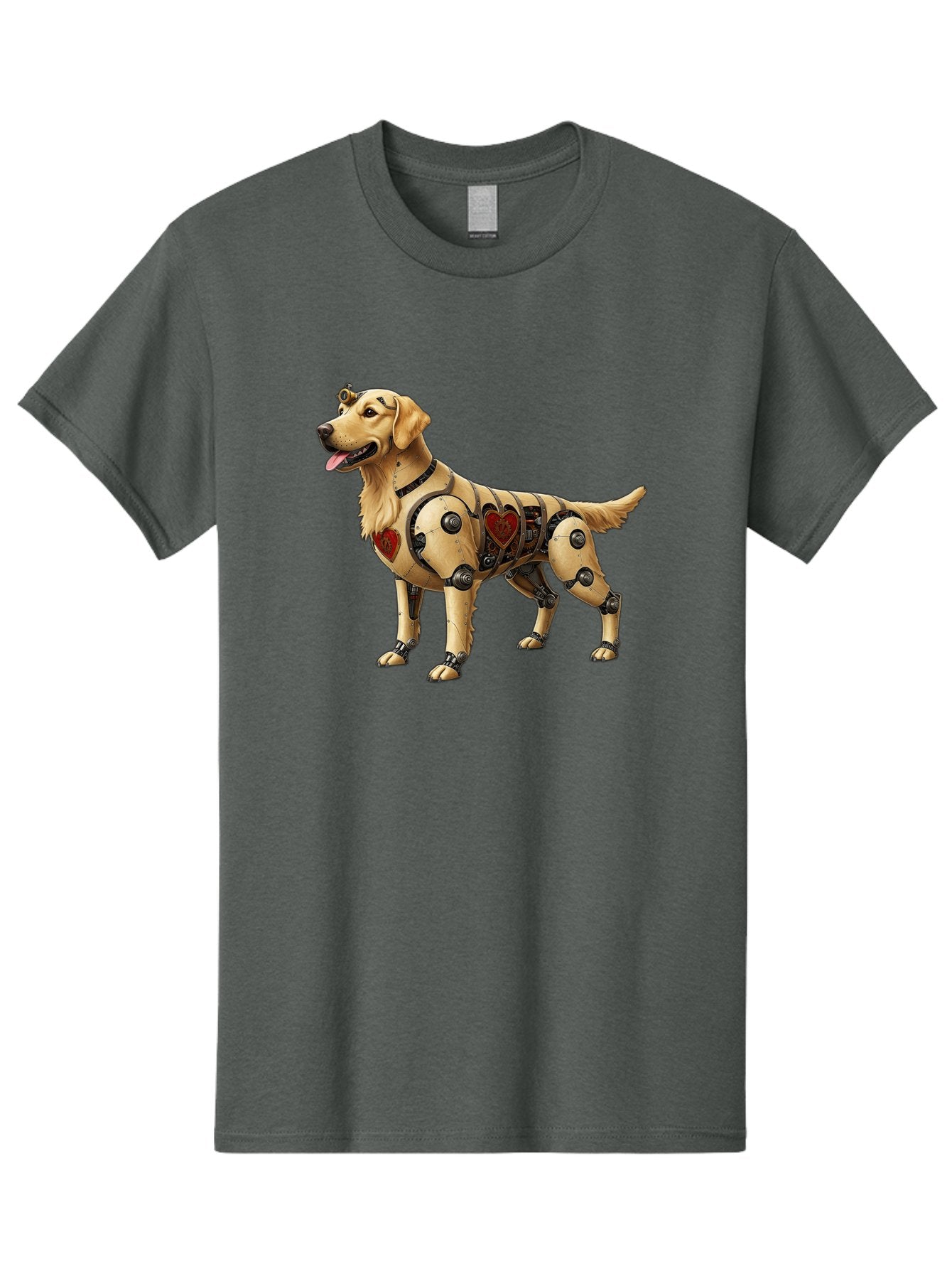Cyborg-Golden-Retriever Men'S Graphic Tee, 100% Cotton, Comfortable Casual Summer Wear, Machine Washable, Cyborg Dog, Robotic Limbs, Golden Retriever, Futuristic Pet, Sci-Fi Art, Mechanical Enhancements, Heart-Shaped Components, Bab848 10