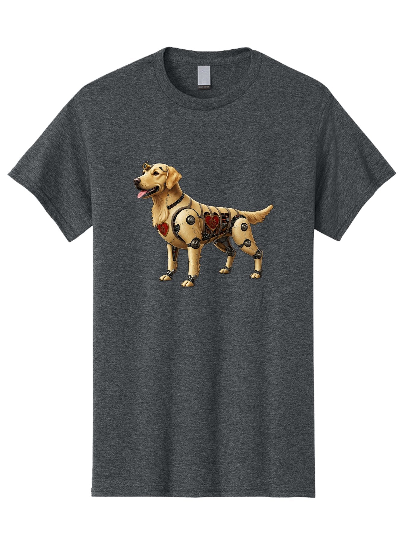 Cyborg-Golden-Retriever Men'S Graphic Tee, 100% Cotton, Comfortable Casual Summer Wear, Machine Washable, Cyborg Dog, Robotic Limbs, Golden Retriever, Futuristic Pet, Sci-Fi Art, Mechanical Enhancements, Heart-Shaped Components, Bab848 7