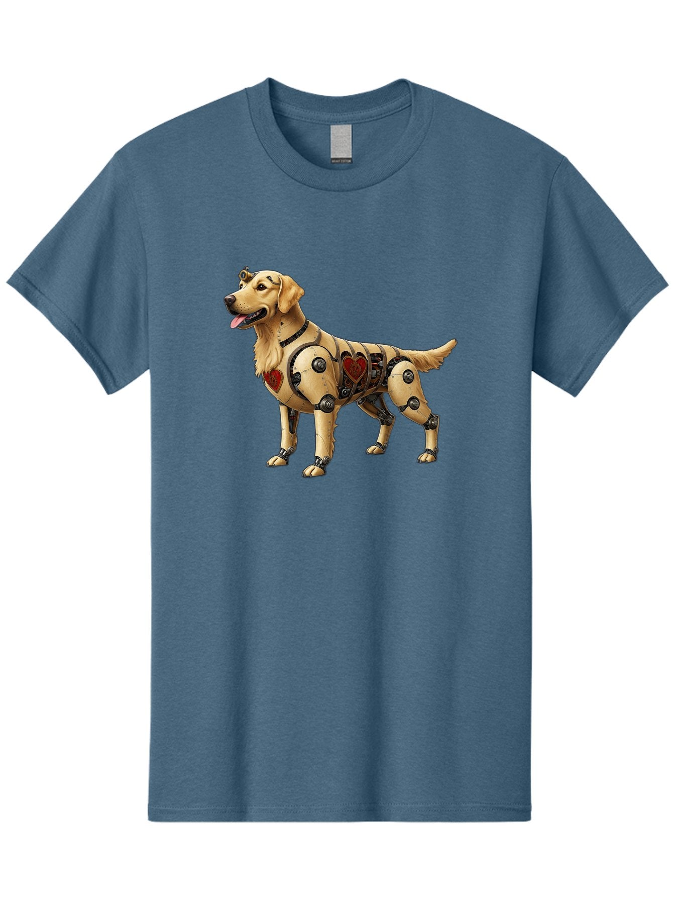 Cyborg-Golden-Retriever Men'S Graphic Tee, 100% Cotton, Comfortable Casual Summer Wear, Machine Washable, Cyborg Dog, Robotic Limbs, Golden Retriever, Futuristic Pet, Sci-Fi Art, Mechanical Enhancements, Heart-Shaped Components, Bab848 6