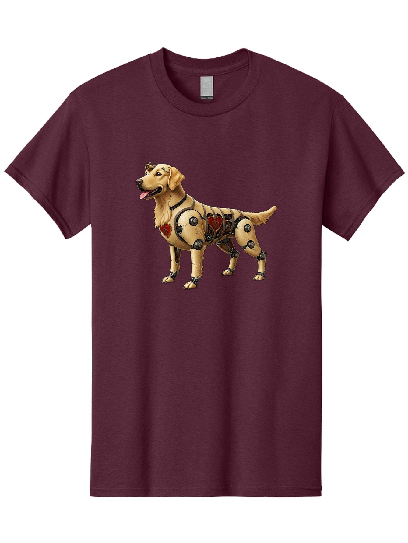 Cyborg-Golden-Retriever Men'S Graphic Tee, 100% Cotton, Comfortable Casual Summer Wear, Machine Washable, Cyborg Dog, Robotic Limbs, Golden Retriever, Futuristic Pet, Sci-Fi Art, Mechanical Enhancements, Heart-Shaped Components, Bab848 11