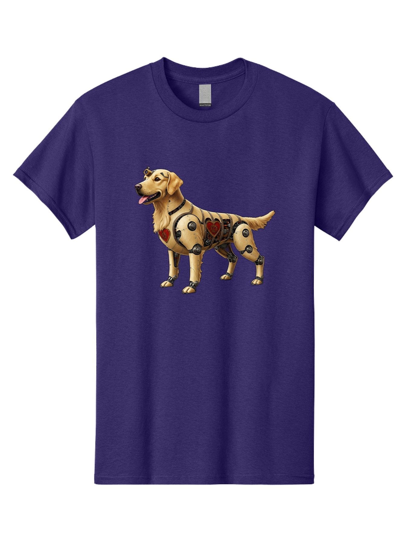 Cyborg-Golden-Retriever Men'S Graphic Tee, 100% Cotton, Comfortable Casual Summer Wear, Machine Washable, Cyborg Dog, Robotic Limbs, Golden Retriever, Futuristic Pet, Sci-Fi Art, Mechanical Enhancements, Heart-Shaped Components, Bab848 4