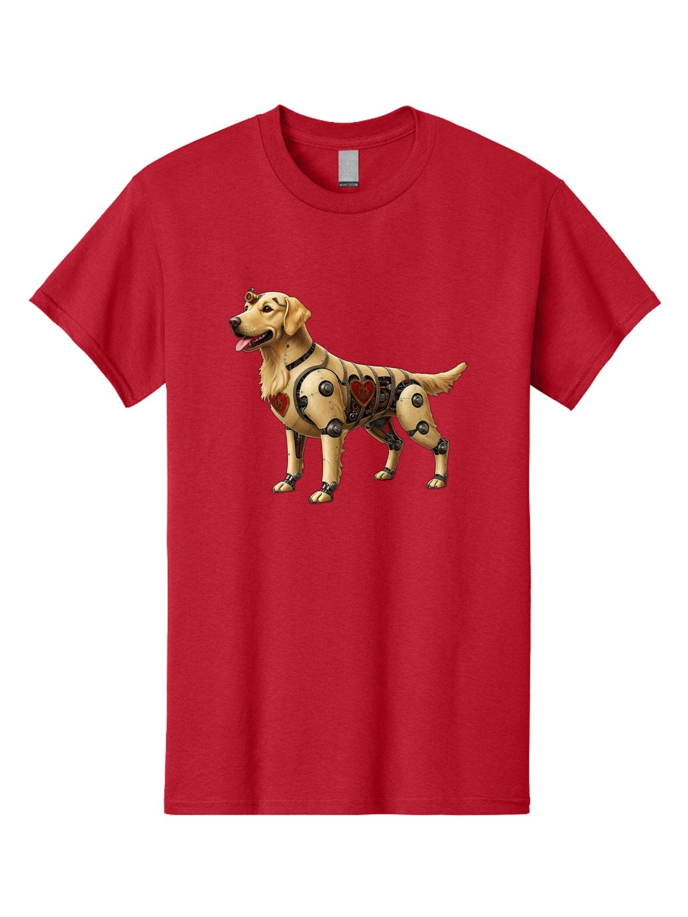 Cyborg-Golden-Retriever Men'S Graphic Tee, 100% Cotton, Comfortable Casual Summer Wear, Machine Washable, Cyborg Dog, Robotic Limbs, Golden Retriever, Futuristic Pet, Sci-Fi Art, Mechanical Enhancements, Heart-Shaped Components, Bab848 14