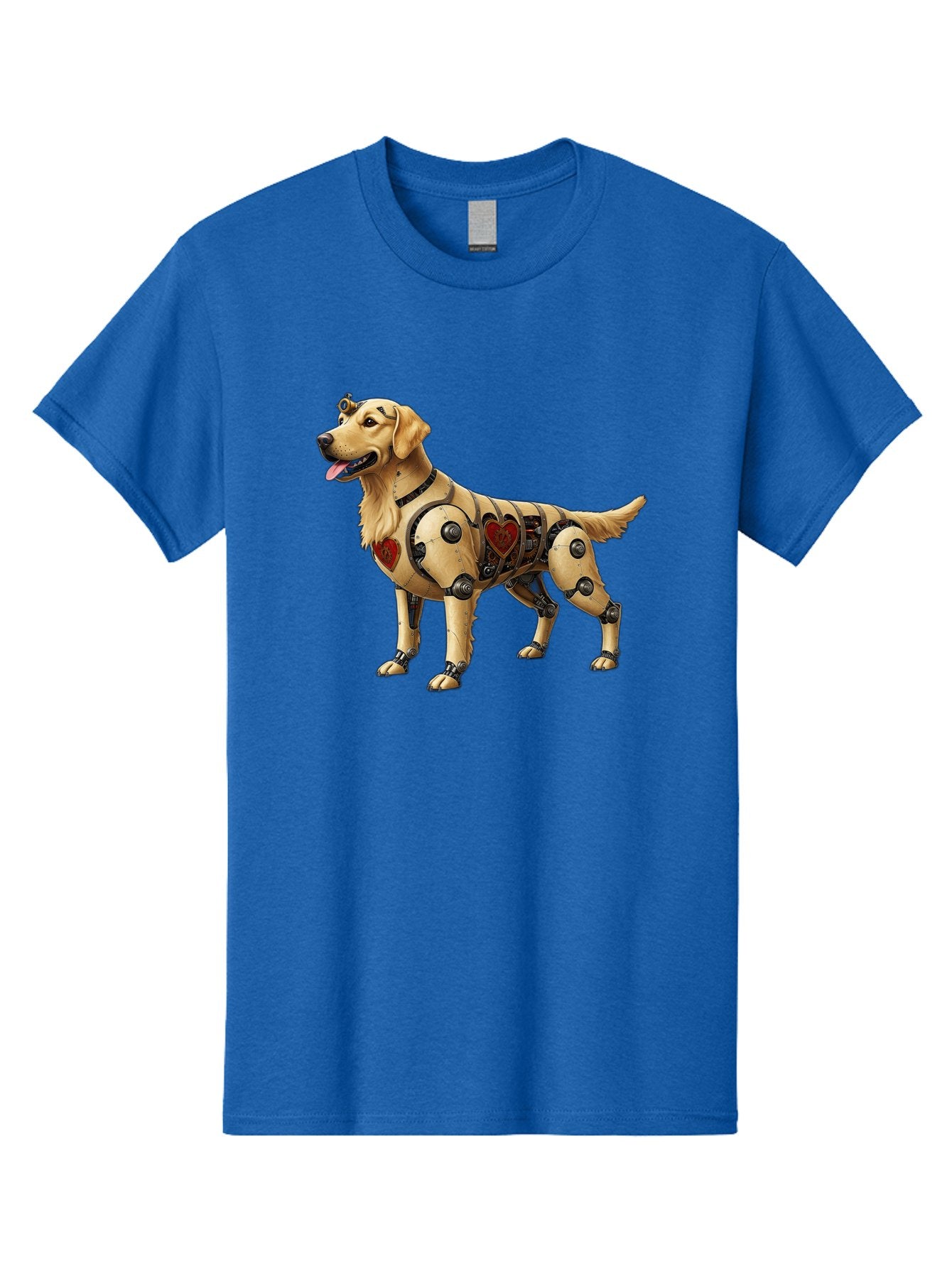 Cyborg-Golden-Retriever Men'S Graphic Tee, 100% Cotton, Comfortable Casual Summer Wear, Machine Washable, Cyborg Dog, Robotic Limbs, Golden Retriever, Futuristic Pet, Sci-Fi Art, Mechanical Enhancements, Heart-Shaped Components, Bab848 5
