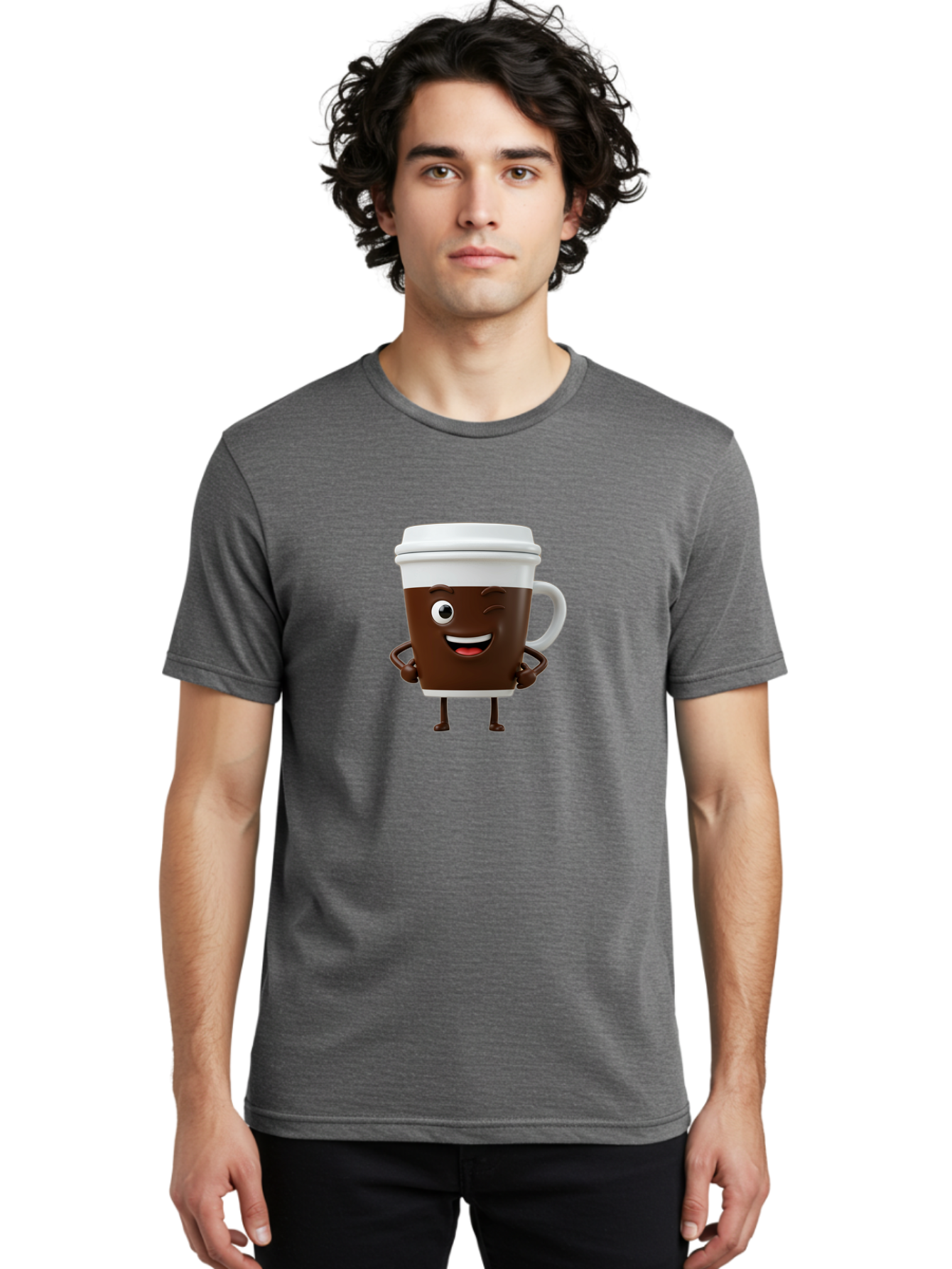 Cyclops-Coffee Men'S Graphic Tee, 100% Cotton, Comfortable Casual Summer Wear, Machine Washable, Cartoon Coffee Cup, Happy Expression, Coffee Culture, Morning Pick-Me-Up, Beverage Character, Funny Face, Playful Design, Coffee Lover, To-Go Cup Bab849 17