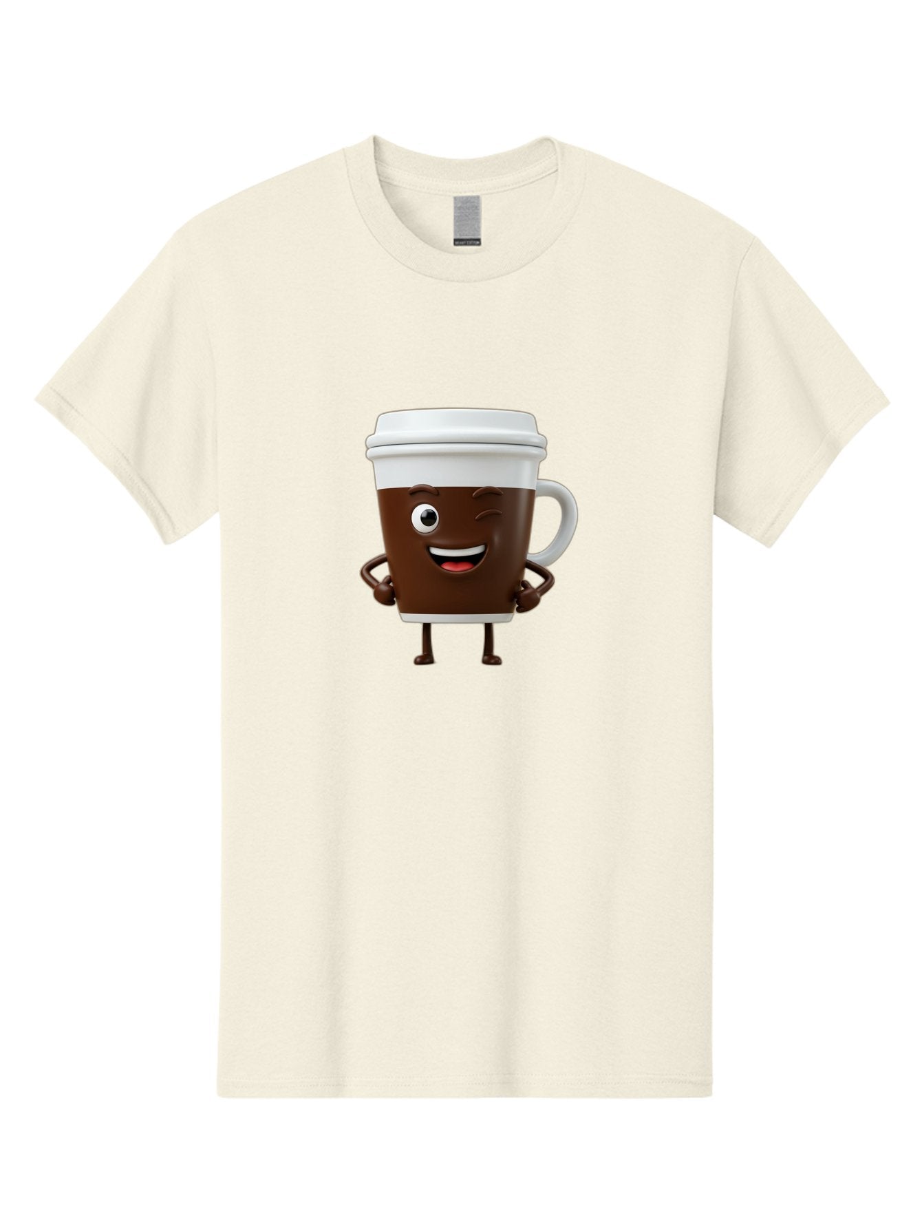 Cyclops-Coffee Men'S Graphic Tee, 100% Cotton, Comfortable Casual Summer Wear, Machine Washable, Cartoon Coffee Cup, Happy Expression, Coffee Culture, Morning Pick-Me-Up, Beverage Character, Funny Face, Playful Design, Coffee Lover, To-Go Cup Bab849