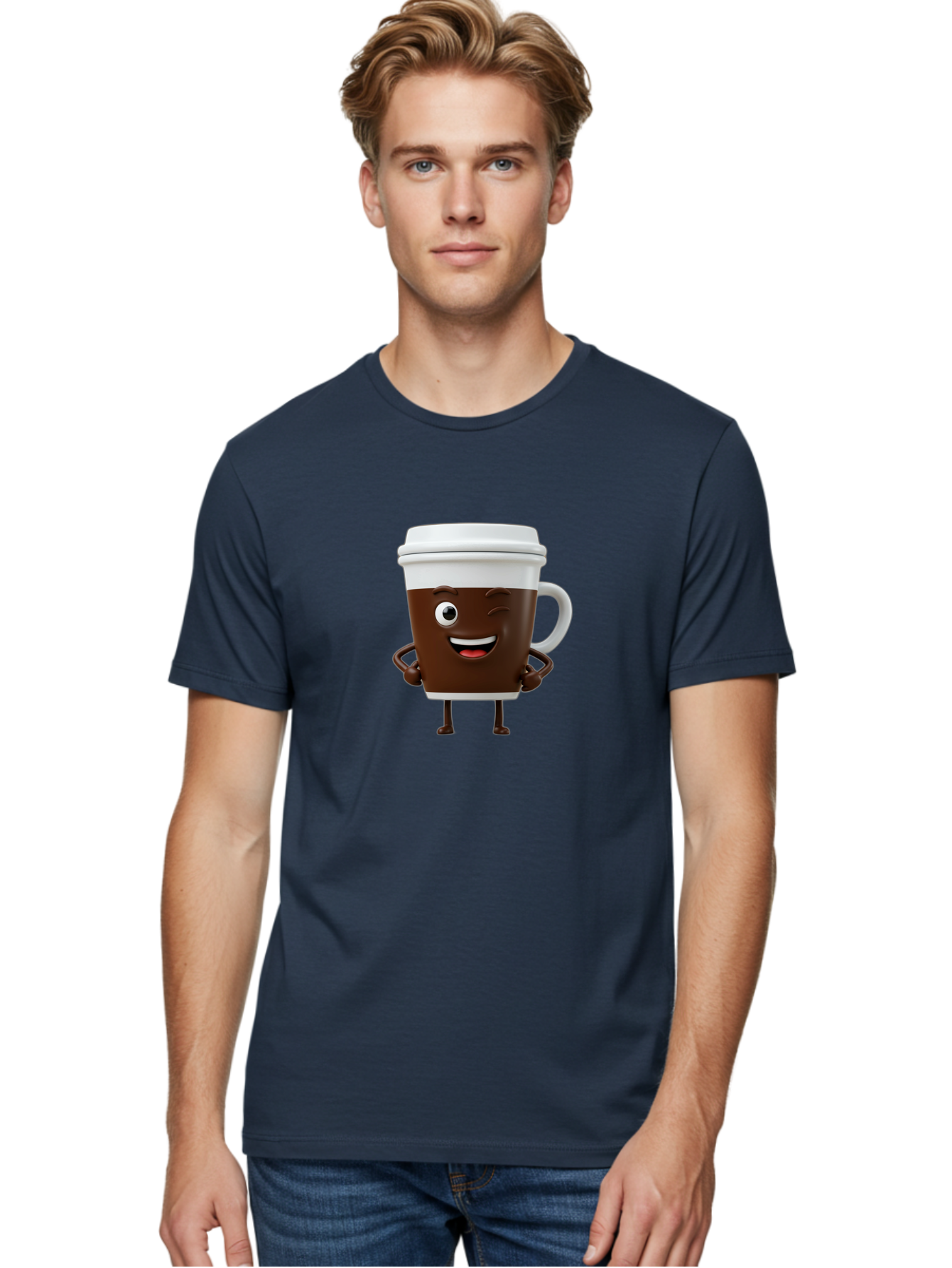 Cyclops-Coffee Men'S Graphic Tee, 100% Cotton, Comfortable Casual Summer Wear, Machine Washable, Cartoon Coffee Cup, Happy Expression, Coffee Culture, Morning Pick-Me-Up, Beverage Character, Funny Face, Playful Design, Coffee Lover, To-Go Cup Bab849 23
