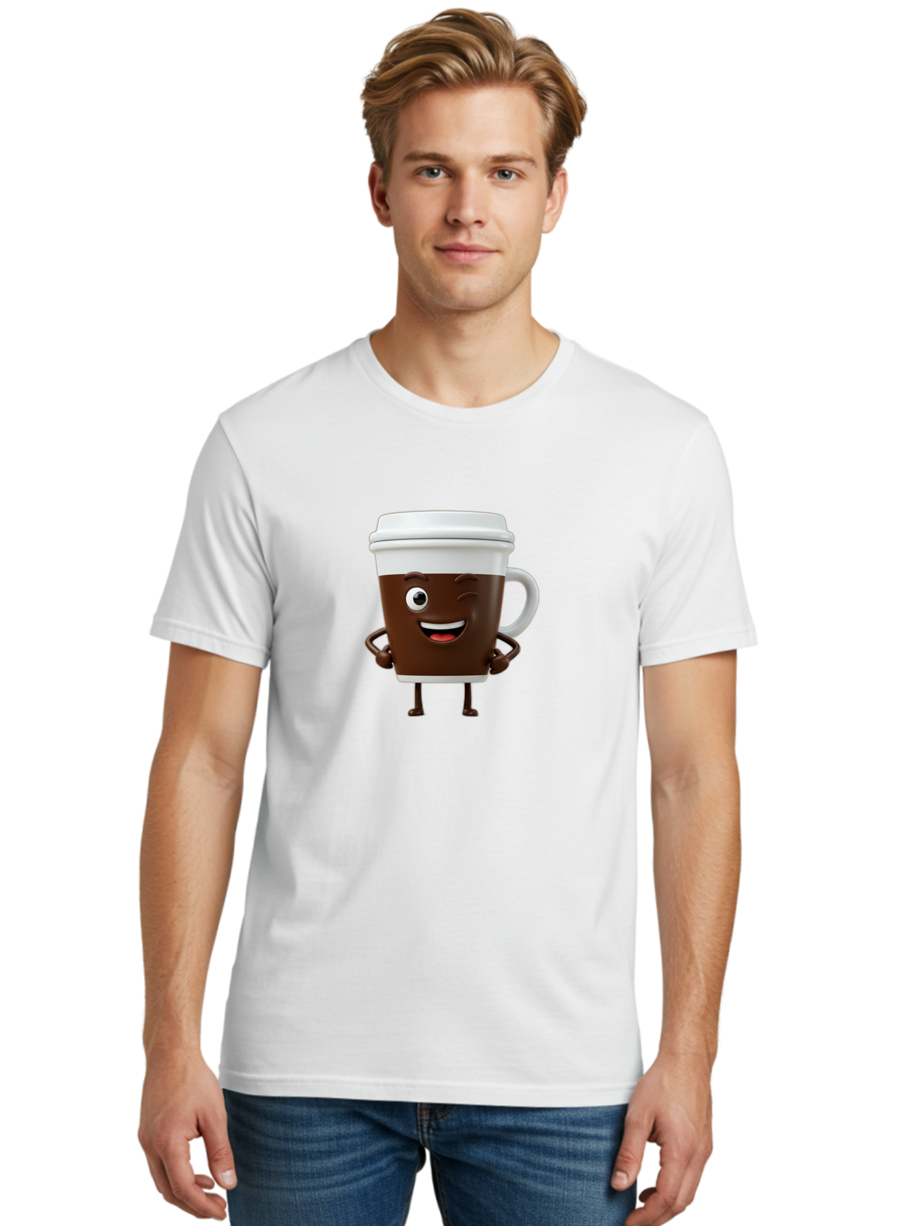Cyclops-Coffee Men'S Graphic Tee, 100% Cotton, Comfortable Casual Summer Wear, Machine Washable, Cartoon Coffee Cup, Happy Expression, Coffee Culture, Morning Pick-Me-Up, Beverage Character, Funny Face, Playful Design, Coffee Lover, To-Go Cup Bab849 20