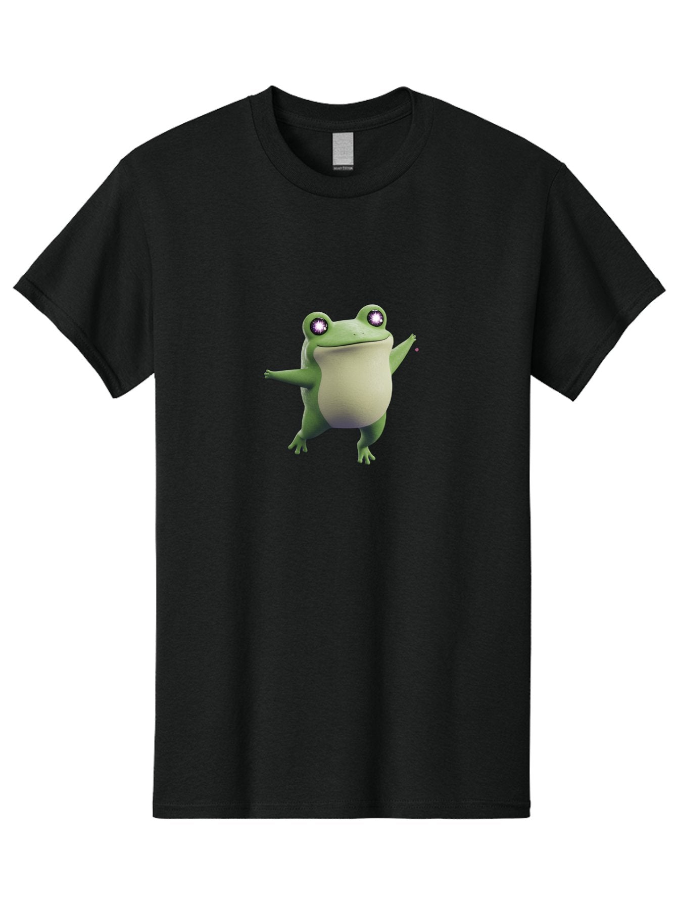 Dancing-Frog-1 Men'S Graphic Tee, 100% Cotton, Comfortable Casual Summer Wear, Machine Washable, Cartoon Frog, Dancing Pose, Funny Animal, Animated Character, 3D Rendering, Big Eyes, Cute Creature, Playful Gesture, Comedic Effect Bab850 3