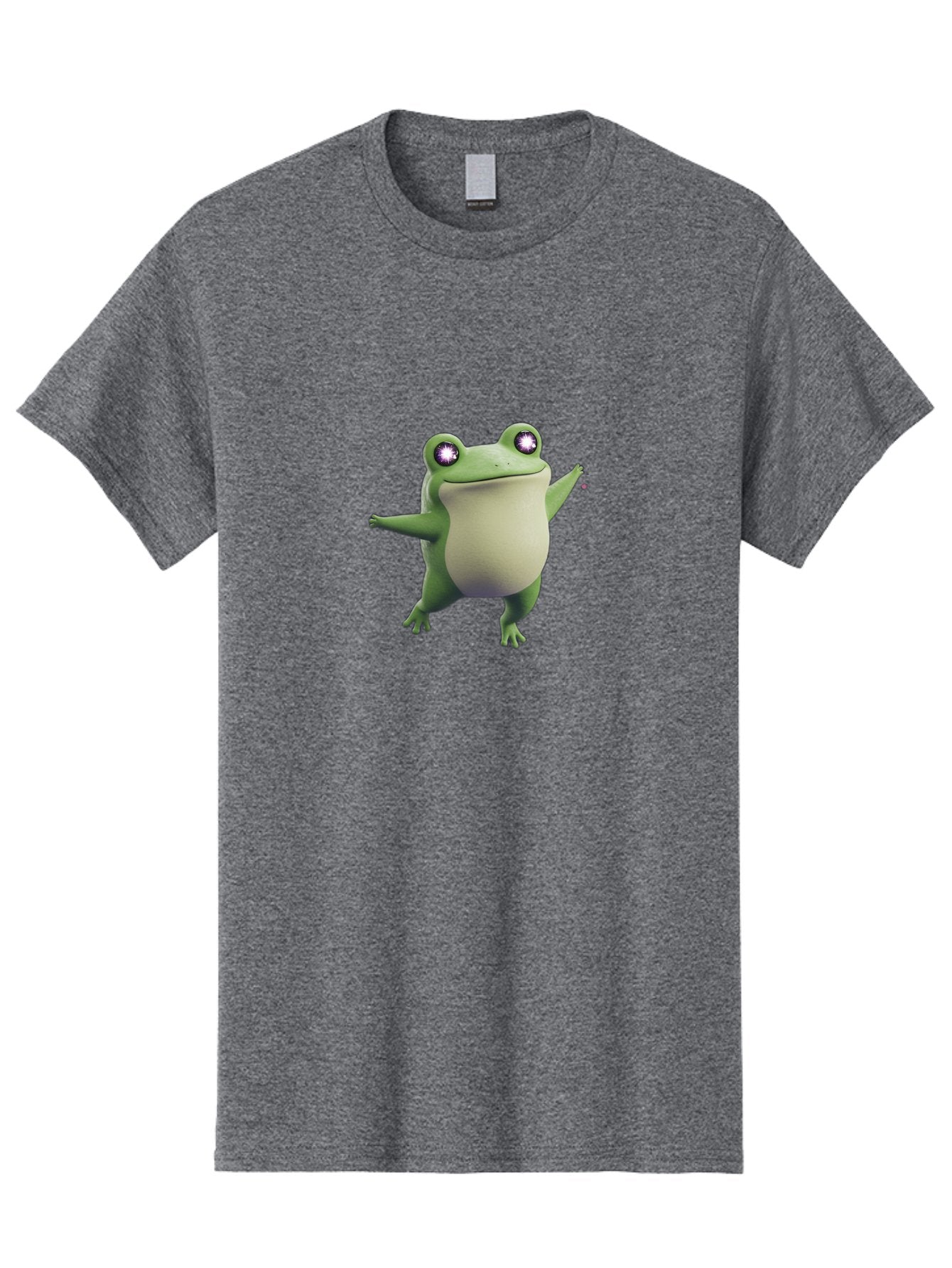 Dancing-Frog-1 Men'S Graphic Tee, 100% Cotton, Comfortable Casual Summer Wear, Machine Washable, Cartoon Frog, Dancing Pose, Funny Animal, Animated Character, 3D Rendering, Big Eyes, Cute Creature, Playful Gesture, Comedic Effect Bab850 10