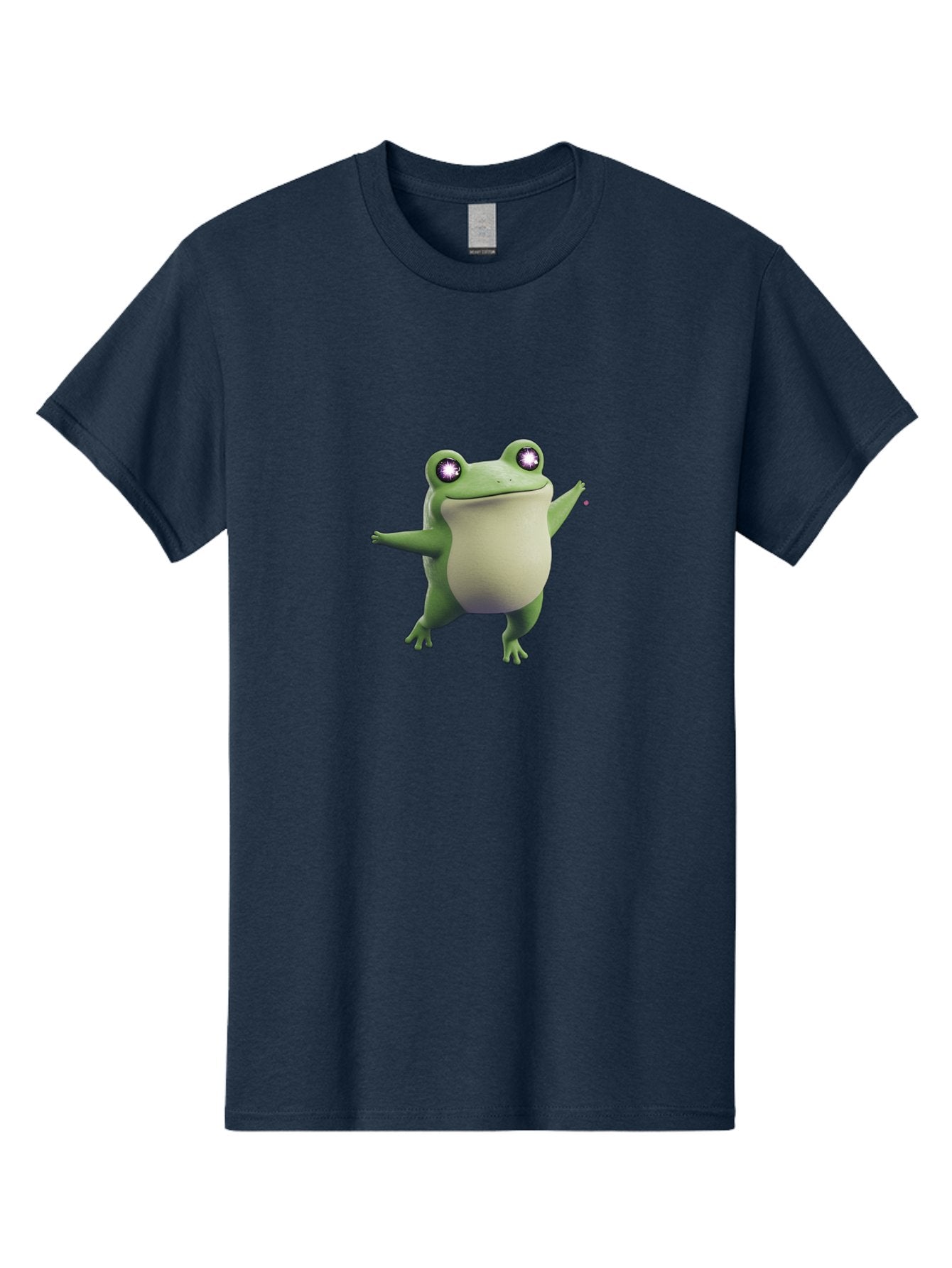 Dancing-Frog-1 Men'S Graphic Tee, 100% Cotton, Comfortable Casual Summer Wear, Machine Washable, Cartoon Frog, Dancing Pose, Funny Animal, Animated Character, 3D Rendering, Big Eyes, Cute Creature, Playful Gesture, Comedic Effect Bab850
