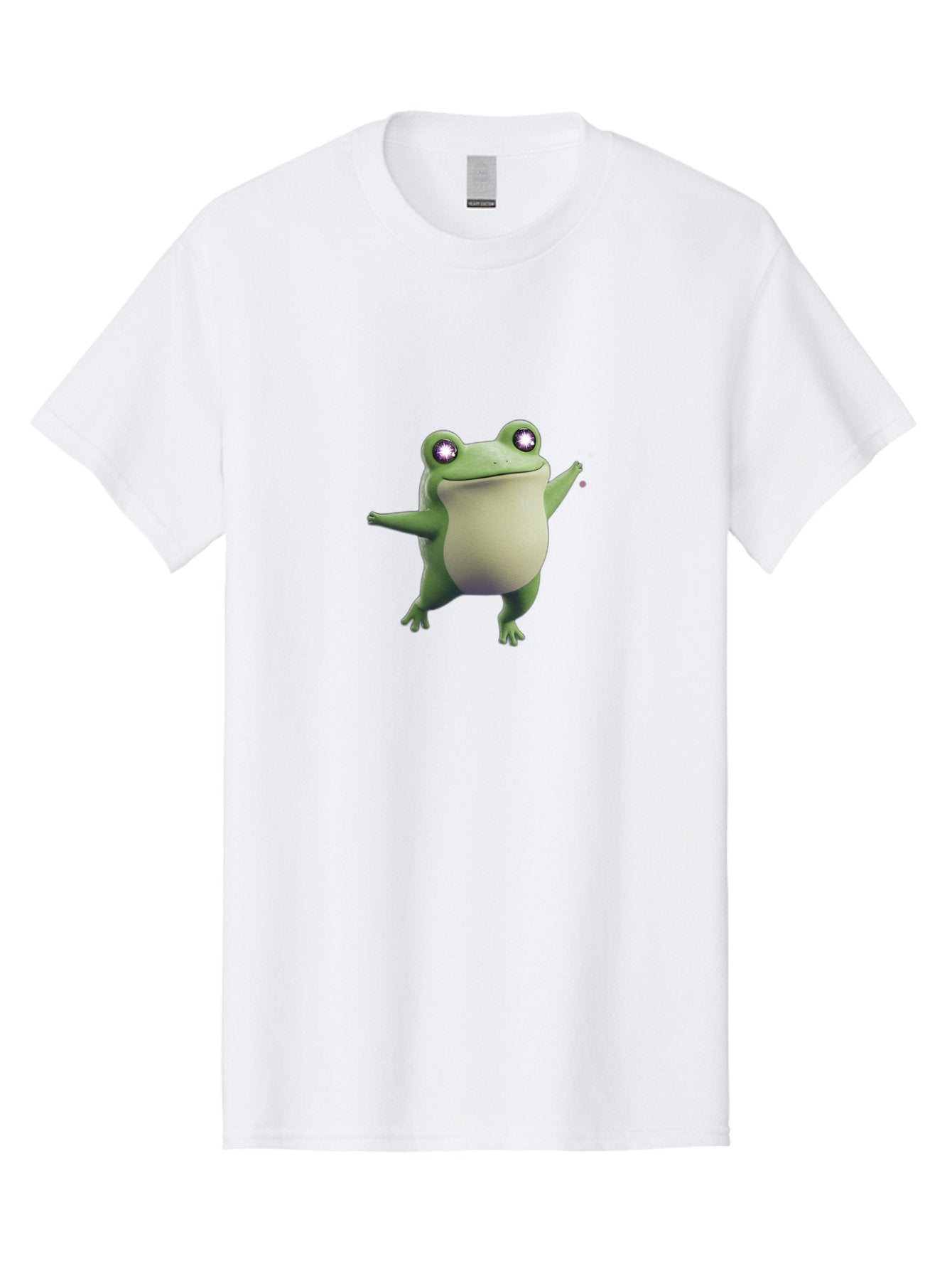 Dancing-Frog-1 Men'S Graphic Tee, 100% Cotton, Comfortable Casual Summer Wear, Machine Washable, Cartoon Frog, Dancing Pose, Funny Animal, Animated Character, 3D Rendering, Big Eyes, Cute Creature, Playful Gesture, Comedic Effect Bab850