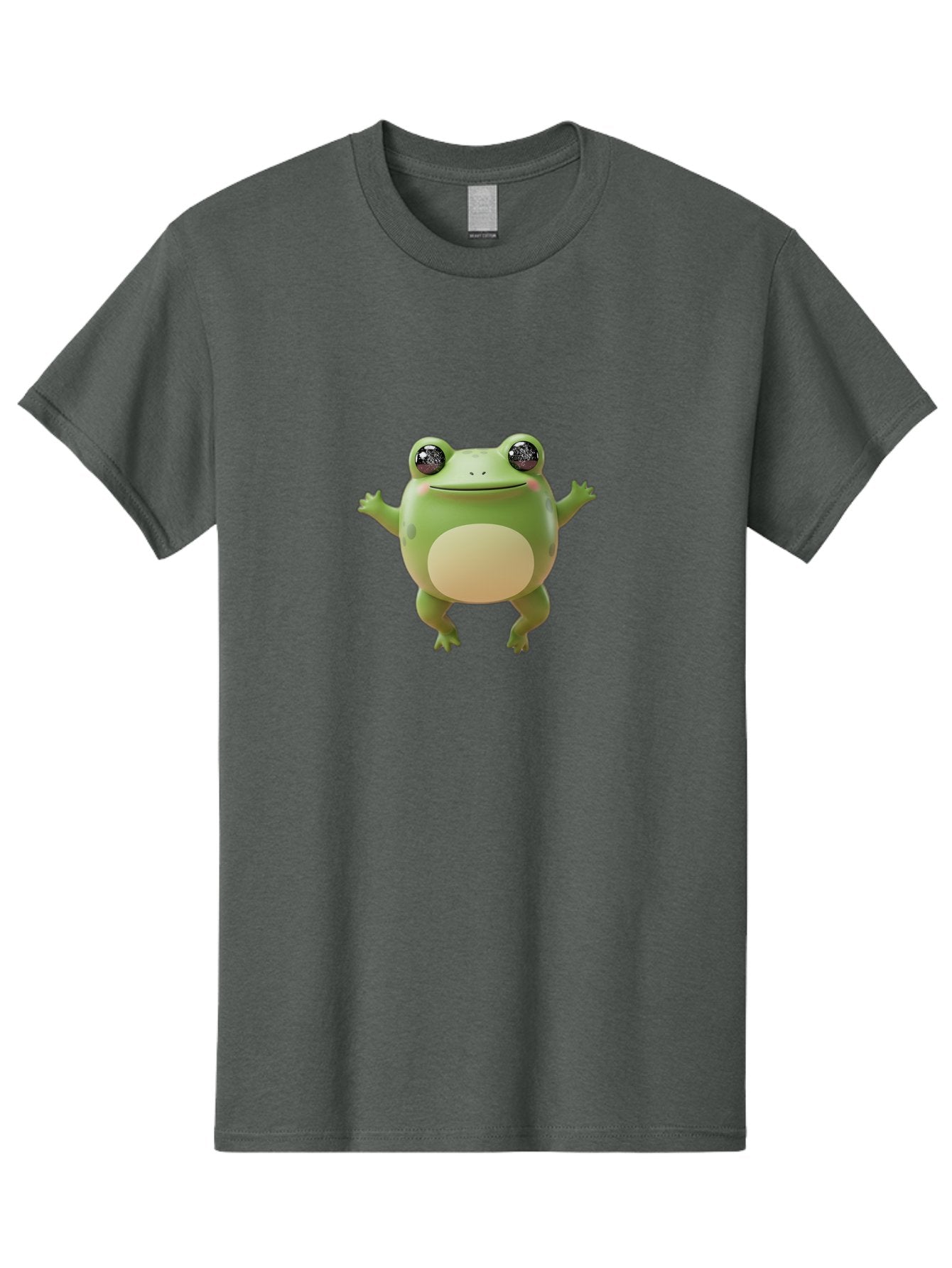 Dancing-Frog Men'S Graphic Tee, 100% Cotton, Comfortable Casual Summer Wear, Machine Washable, Cartoon Frog, Green Frog, 3D Illustration, Funny Animal, Happy Expression, Dancing Pose, Cute Creature, Playful Character, Amphibian, Bab851 7