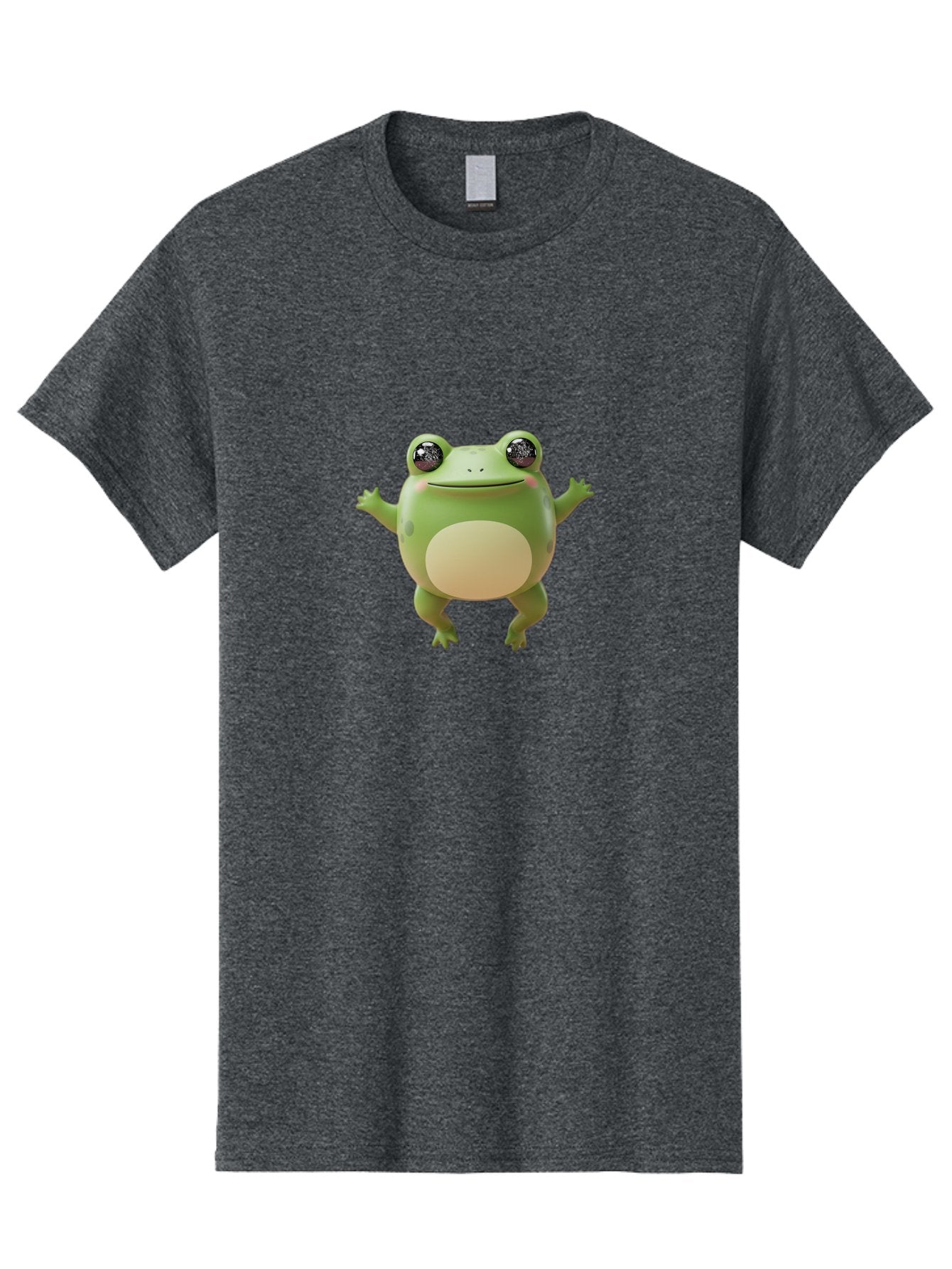 Dancing-Frog Men'S Graphic Tee, 100% Cotton, Comfortable Casual Summer Wear, Machine Washable, Cartoon Frog, Green Frog, 3D Illustration, Funny Animal, Happy Expression, Dancing Pose, Cute Creature, Playful Character, Amphibian, Bab851