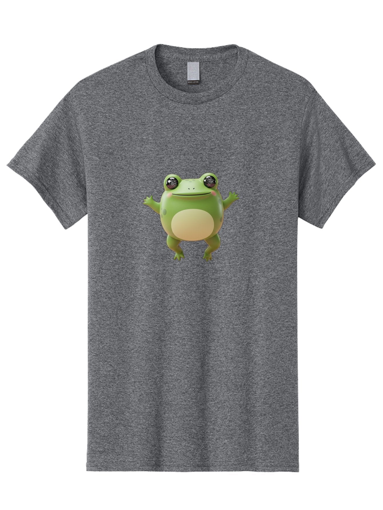 Dancing-Frog Men'S Graphic Tee, 100% Cotton, Comfortable Casual Summer Wear, Machine Washable, Cartoon Frog, Green Frog, 3D Illustration, Funny Animal, Happy Expression, Dancing Pose, Cute Creature, Playful Character, Amphibian, Bab851