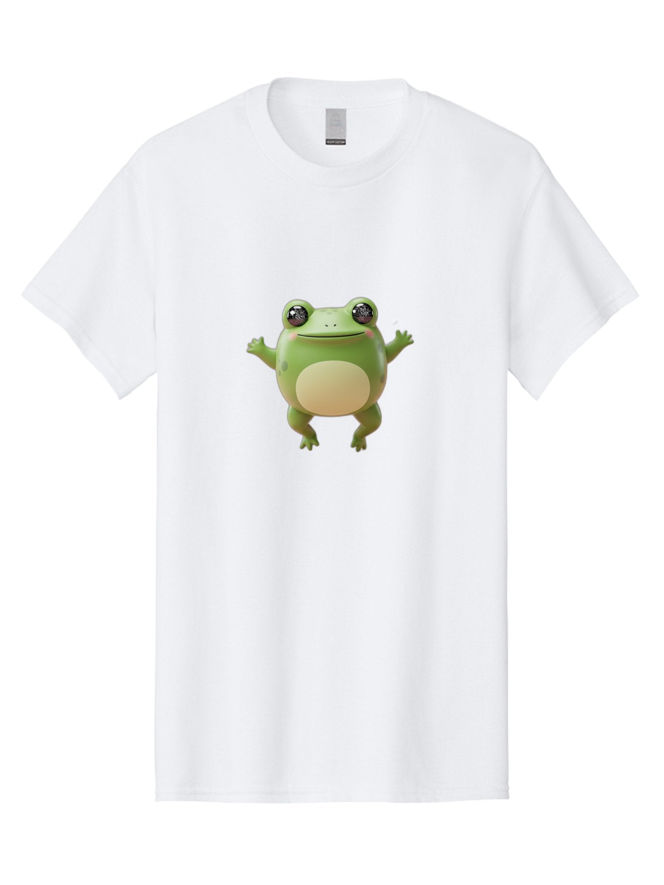 Dancing-Frog Men'S Graphic Tee, 100% Cotton, Comfortable Casual Summer Wear, Machine Washable, Cartoon Frog, Green Frog, 3D Illustration, Funny Animal, Happy Expression, Dancing Pose, Cute Creature, Playful Character, Amphibian, Bab851 4