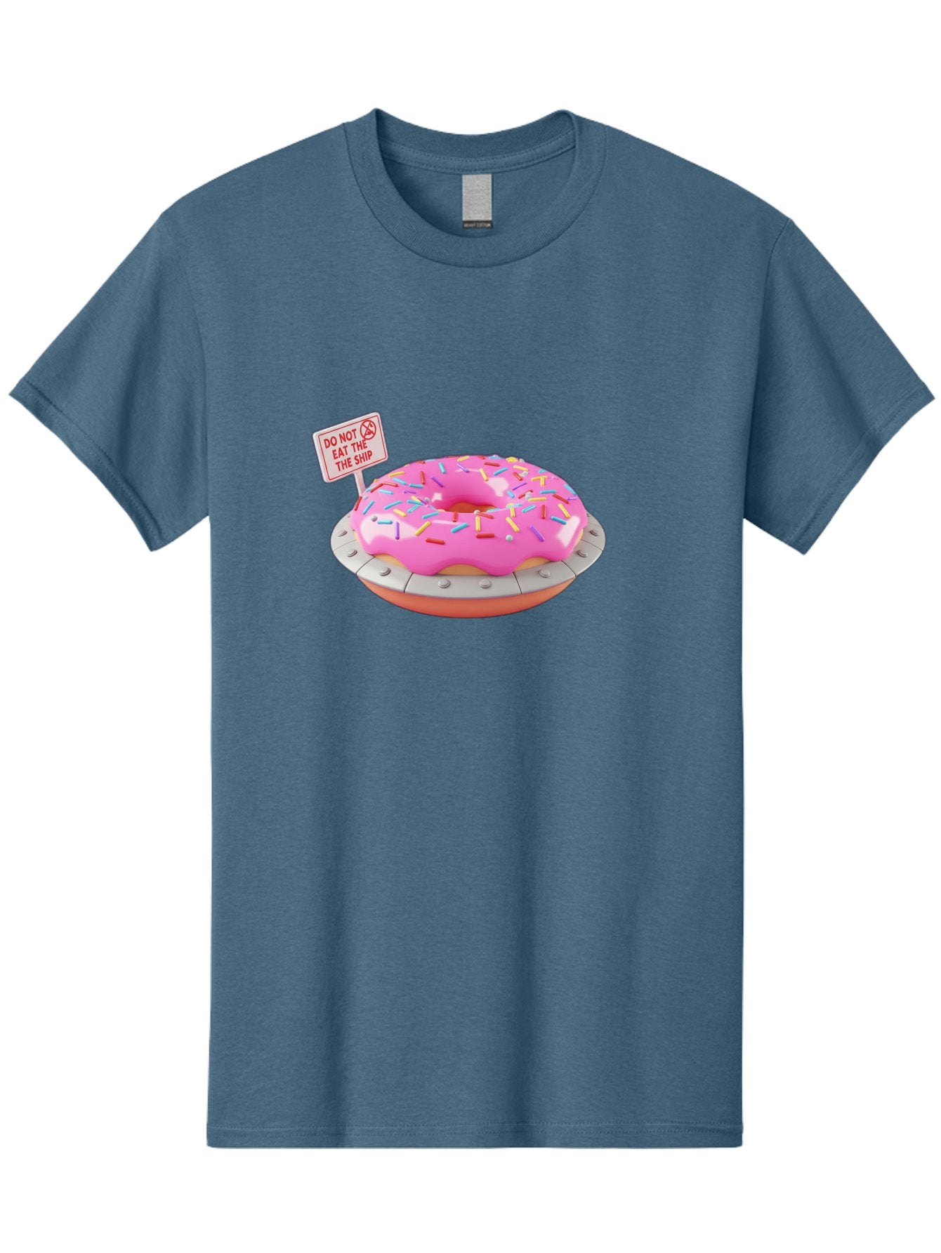 Do-Not-Eat-The-Ship-Donut Men'S Graphic Tee, 100% Cotton, Comfortable Casual Summer Wear, Machine Washable, Pink Donut With Sprinkles, Pastel Colors, Whimsical Humor, Funny Warning Sign, Playful Treat, Sweet Temptation, Pink Icing, Bab859 6