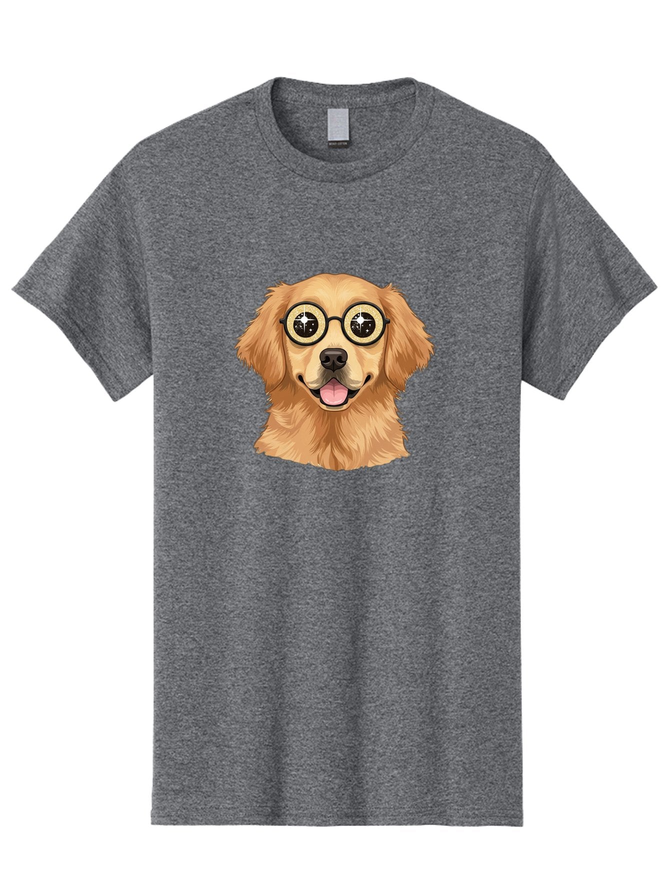 Dog-Wearing-Glasses Men'S Graphic Tee, 100% Cotton, Comfortable Casual Summer Wear, Machine Washable, Cartoon Dog, Golden Retriever, Eyeglasses, Smiling Dog, Happy Animal, Playful Puppy, Dog Portrait, Funny Dog, Dog With Glasses, Bab863 12