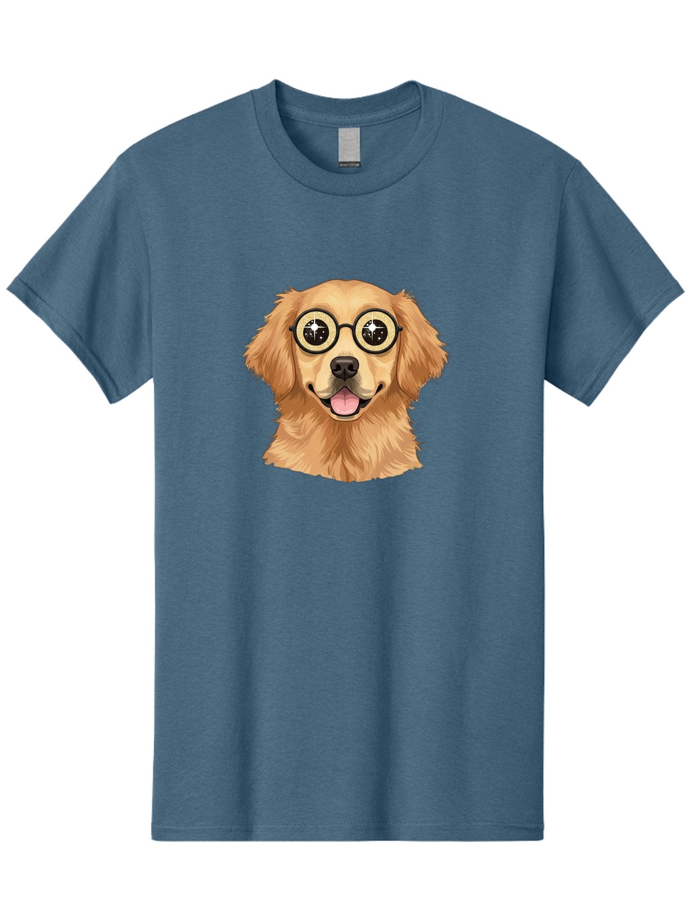 Dog-Wearing-Glasses Men'S Graphic Tee, 100% Cotton, Comfortable Casual Summer Wear, Machine Washable, Cartoon Dog, Golden Retriever, Eyeglasses, Smiling Dog, Happy Animal, Playful Puppy, Dog Portrait, Funny Dog, Dog With Glasses, Bab863 6