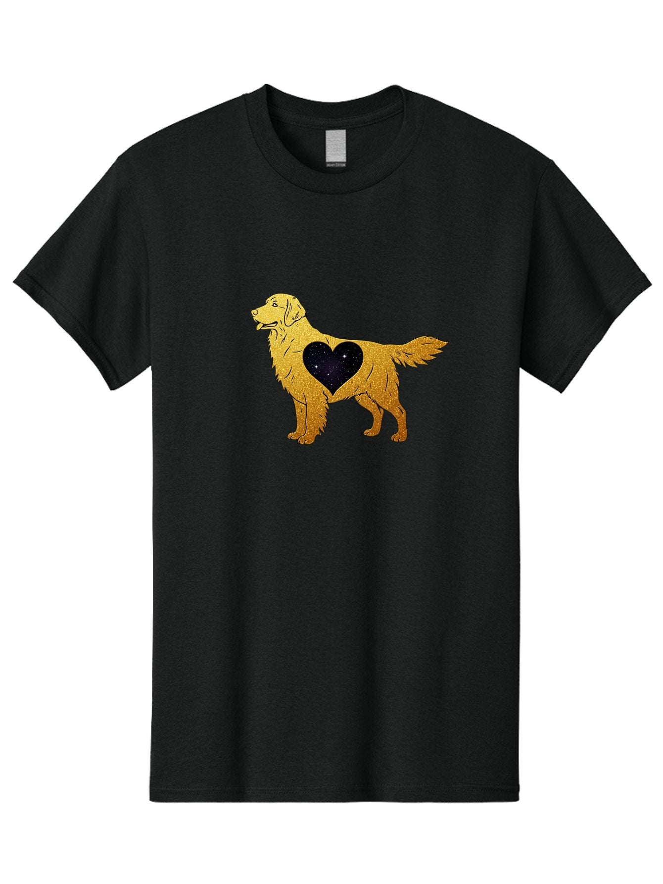Dog-With-Galaxy-Heart Men'S Graphic Tee, 100% Cotton, Comfortable Casual Summer Wear, Machine Washable, Golden Retriever Illustration, Galaxy Heart, Starry Night, Dog Love, Furry Friend, Stylized Artwork, Canine Charm, Celestial Theme, Bab864 10