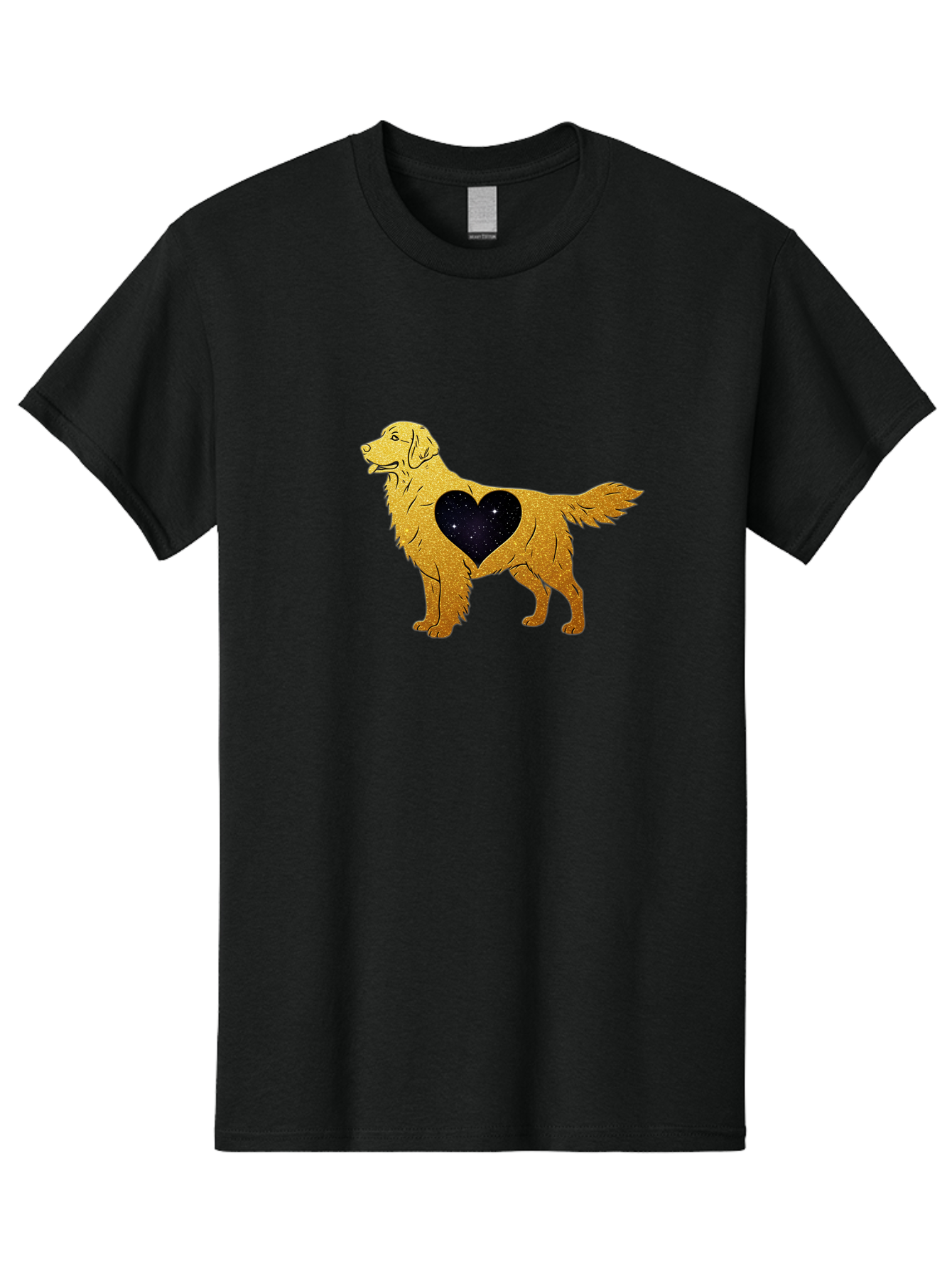 Dog-With-Galaxy-Heart Men'S Graphic Tee, 100% Cotton, Comfortable Casual Summer Wear, Machine Washable, Golden Retriever Illustration, Galaxy Heart, Starry Night, Dog Love, Furry Friend, Stylized Artwork, Canine Charm, Celestial Theme, Bab864 14