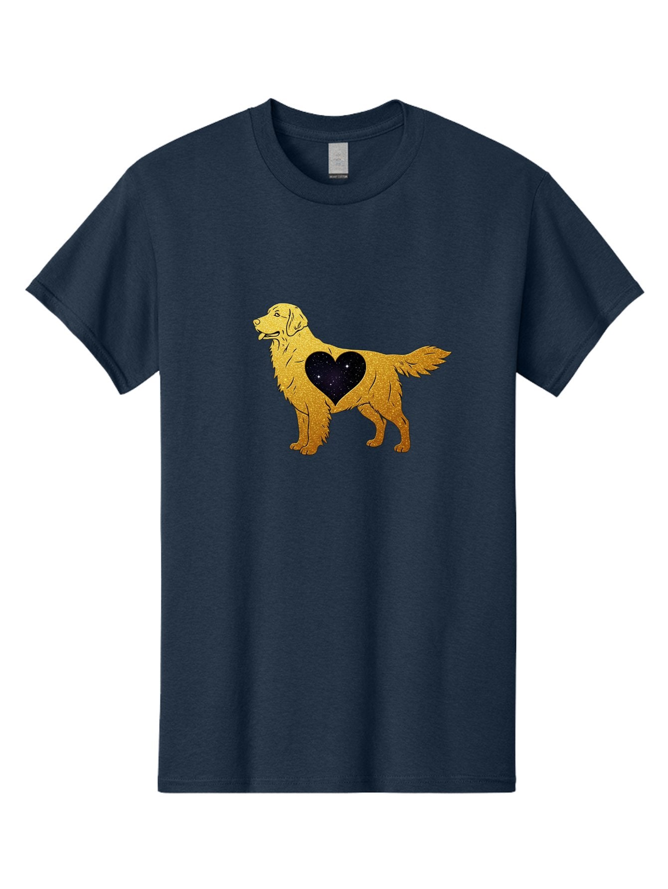 Dog-With-Galaxy-Heart Men'S Graphic Tee, 100% Cotton, Comfortable Casual Summer Wear, Machine Washable, Golden Retriever Illustration, Galaxy Heart, Starry Night, Dog Love, Furry Friend, Stylized Artwork, Canine Charm, Celestial Theme, Bab864 15