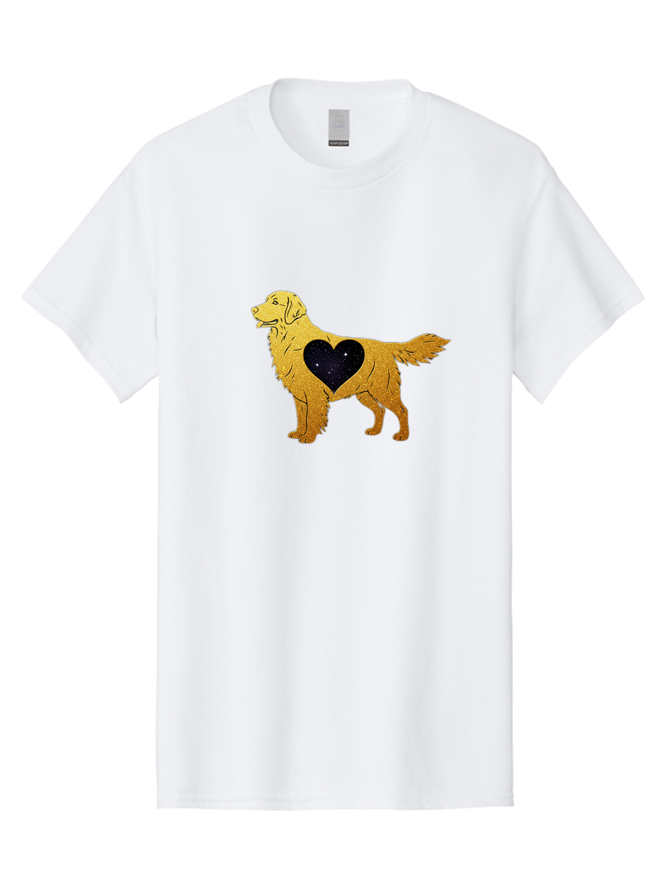 Dog-With-Galaxy-Heart Men'S Graphic Tee, 100% Cotton, Comfortable Casual Summer Wear, Machine Washable, Golden Retriever Illustration, Galaxy Heart, Starry Night, Dog Love, Furry Friend, Stylized Artwork, Canine Charm, Celestial Theme, Bab864 11