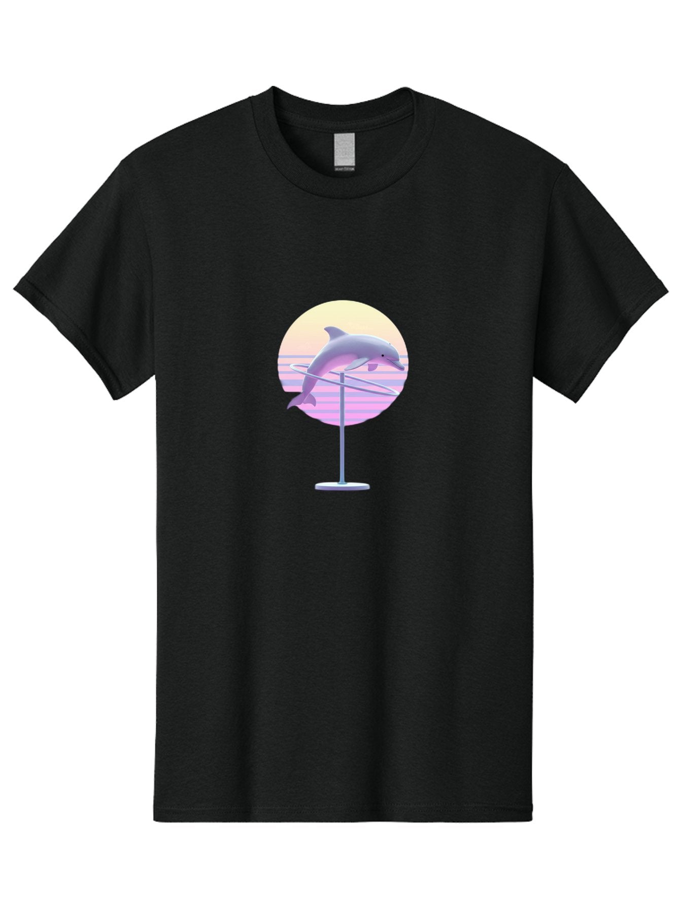 Dolphin-Spin-Art Men'S Graphic Tee, 100% Cotton, Comfortable Casual Summer Wear, Machine Washable, Dolphin Leaping, Ocean Scenery, Pastel Colors, Abstract Art, Surrealism, 3D Illustration, Creative Design, Modern Artwork, Minimalist Style, Bab866 14