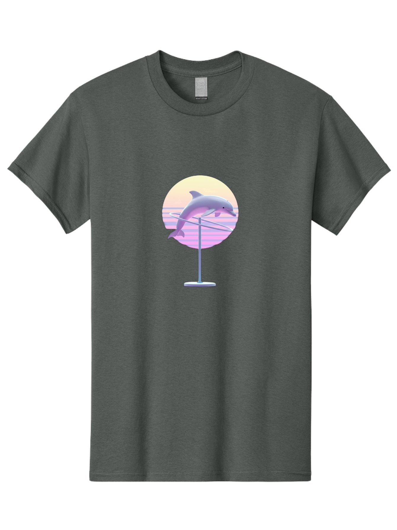 Dolphin-Spin-Art Men'S Graphic Tee, 100% Cotton, Comfortable Casual Summer Wear, Machine Washable, Dolphin Leaping, Ocean Scenery, Pastel Colors, Abstract Art, Surrealism, 3D Illustration, Creative Design, Modern Artwork, Minimalist Style, Bab866 15