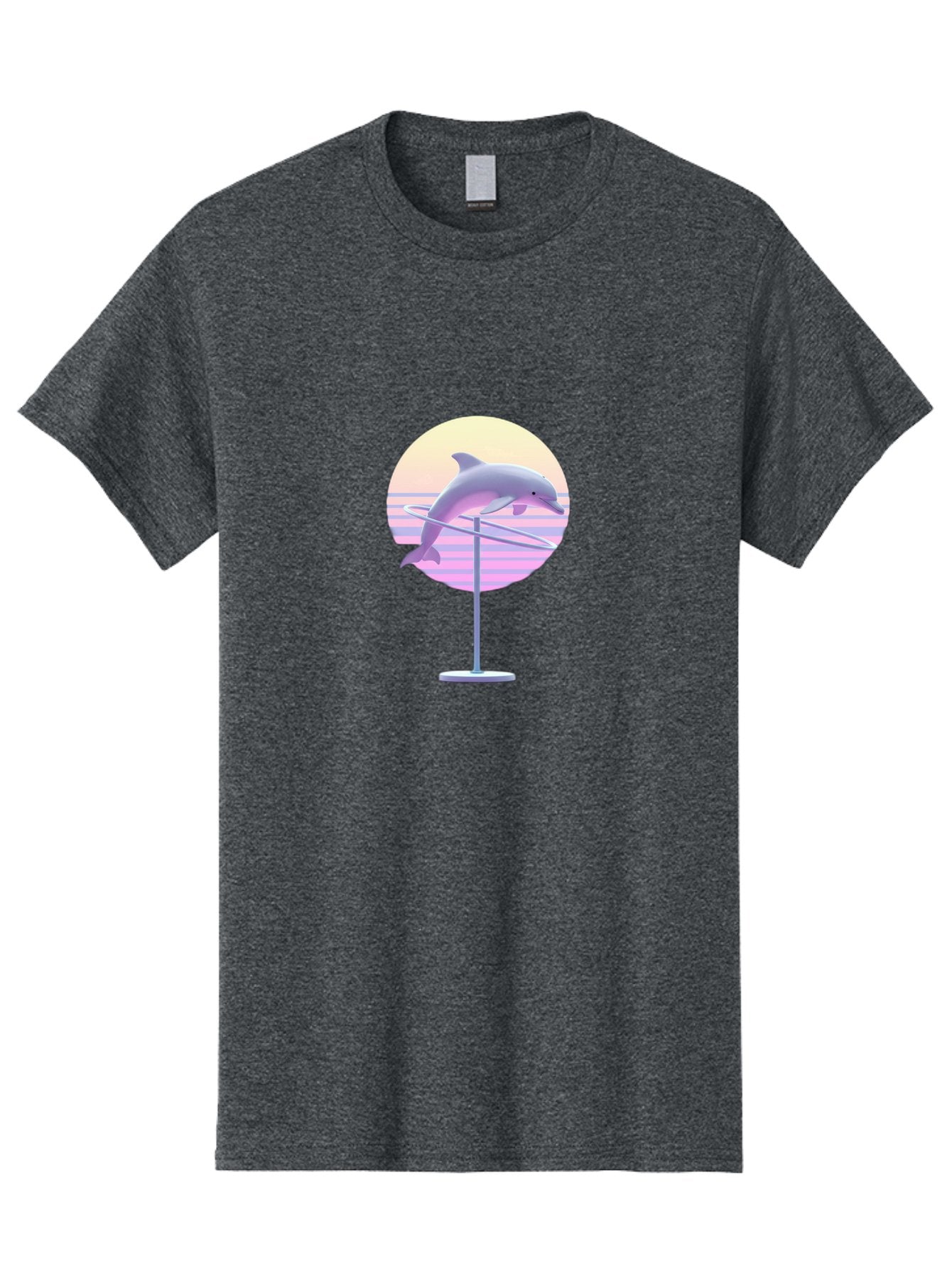 Dolphin-Spin-Art Men'S Graphic Tee, 100% Cotton, Comfortable Casual Summer Wear, Machine Washable, Dolphin Leaping, Ocean Scenery, Pastel Colors, Abstract Art, Surrealism, 3D Illustration, Creative Design, Modern Artwork, Minimalist Style, Bab866 4