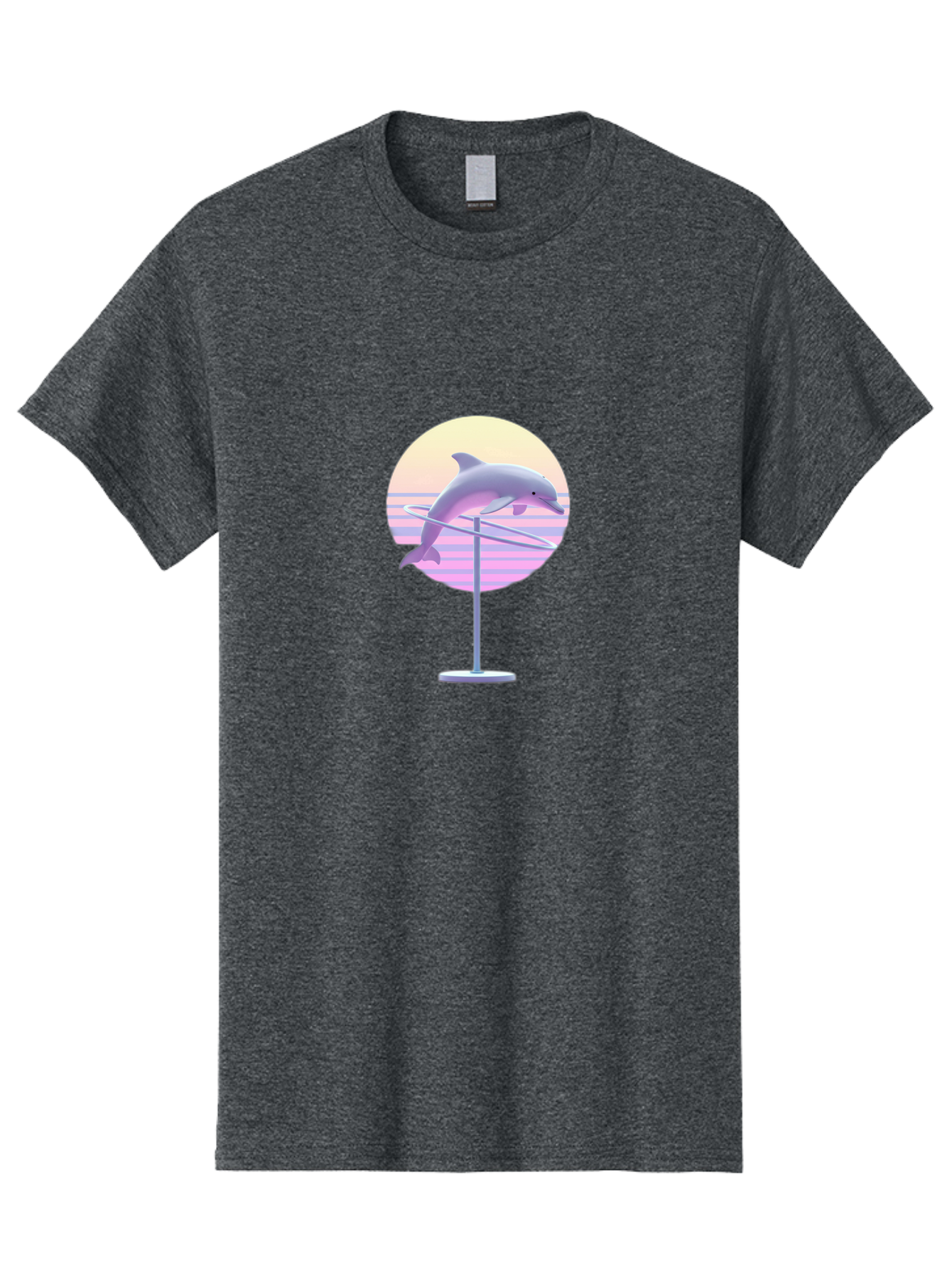 Dolphin-Spin-Art Men'S Graphic Tee, 100% Cotton, Comfortable Casual Summer Wear, Machine Washable, Dolphin Leaping, Ocean Scenery, Pastel Colors, Abstract Art, Surrealism, 3D Illustration, Creative Design, Modern Artwork, Minimalist Style, Bab866 12