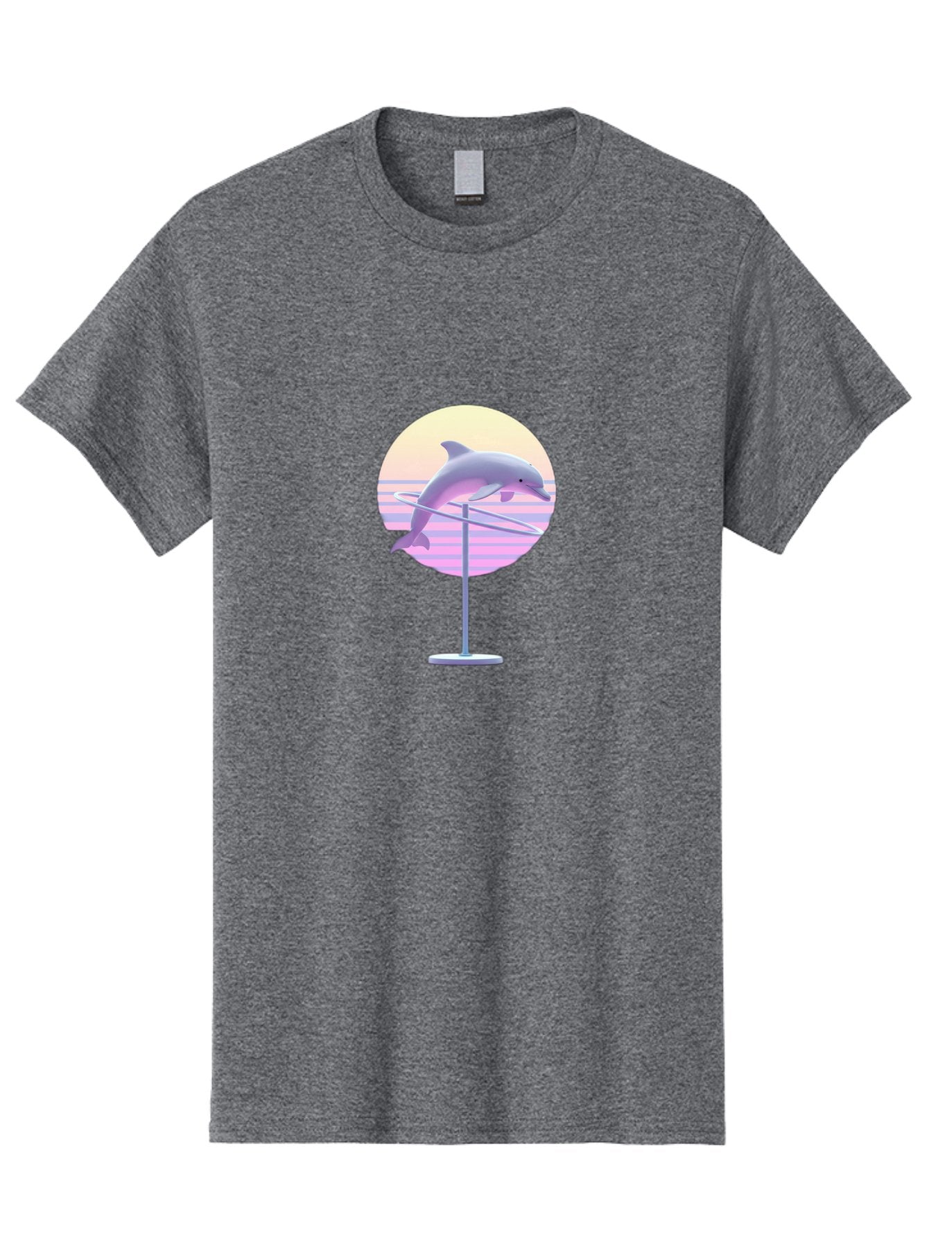 Dolphin-Spin-Art Men'S Graphic Tee, 100% Cotton, Comfortable Casual Summer Wear, Machine Washable, Dolphin Leaping, Ocean Scenery, Pastel Colors, Abstract Art, Surrealism, 3D Illustration, Creative Design, Modern Artwork, Minimalist Style, Bab866 3