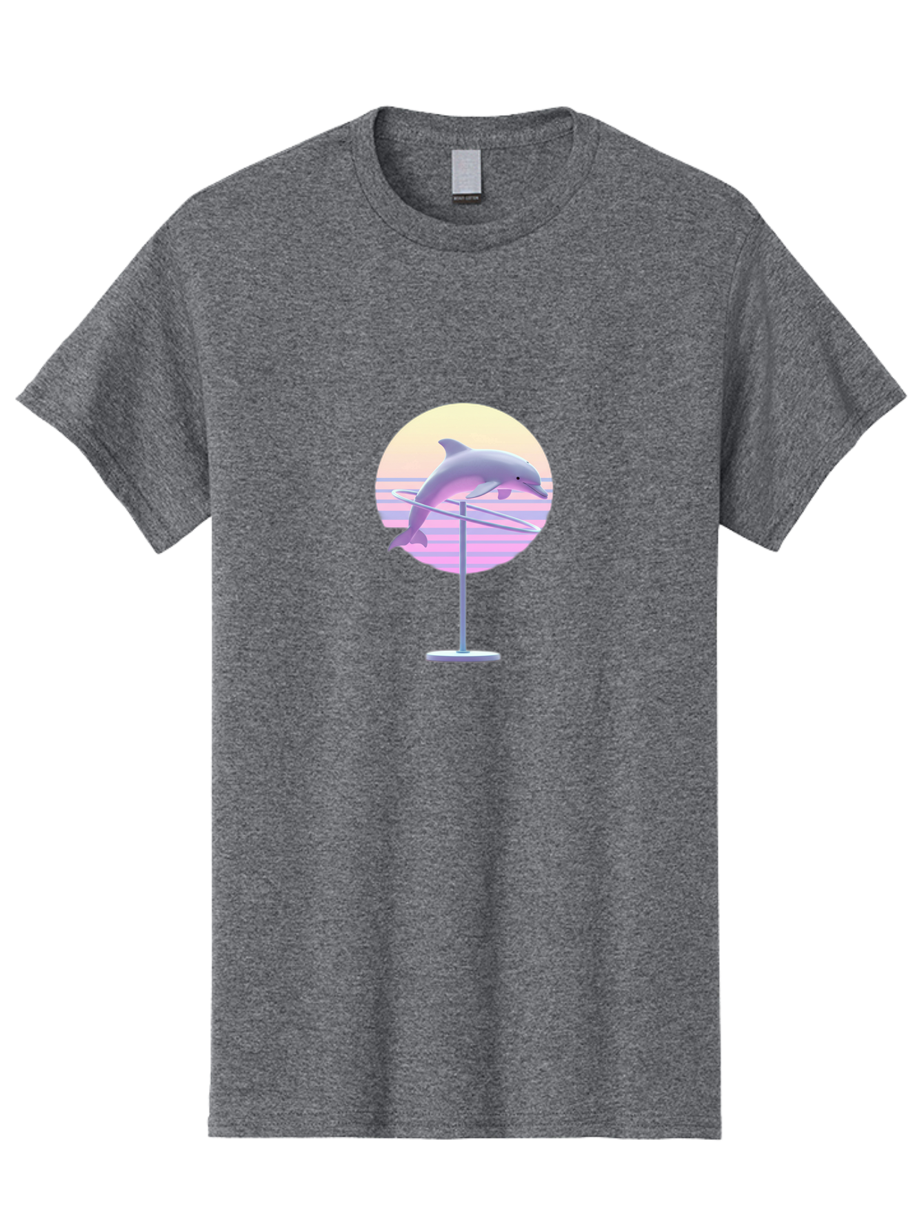 Dolphin-Spin-Art Men'S Graphic Tee, 100% Cotton, Comfortable Casual Summer Wear, Machine Washable, Dolphin Leaping, Ocean Scenery, Pastel Colors, Abstract Art, Surrealism, 3D Illustration, Creative Design, Modern Artwork, Minimalist Style, Bab866 9