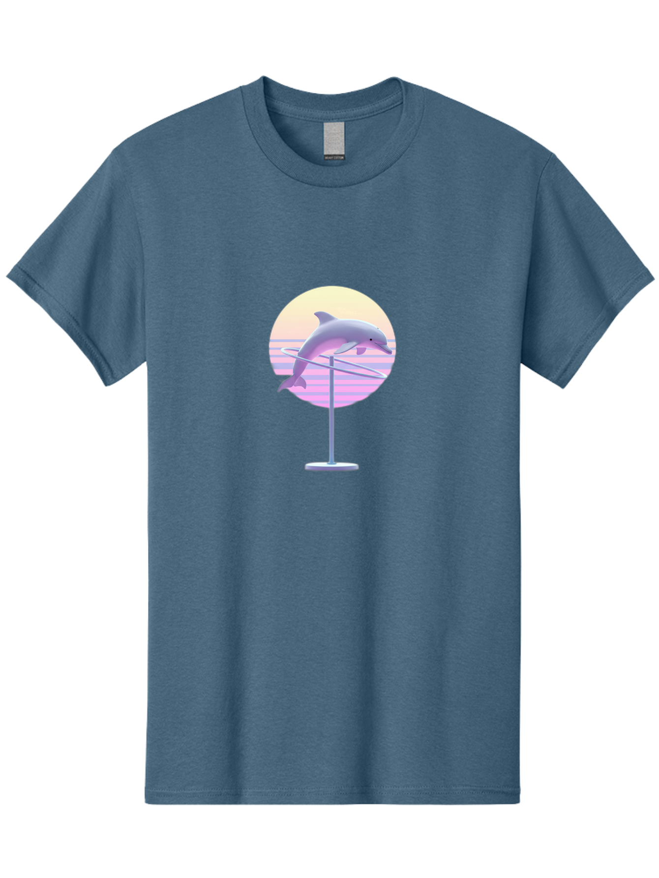 Dolphin-Spin-Art Men'S Graphic Tee, 100% Cotton, Comfortable Casual Summer Wear, Machine Washable, Dolphin Leaping, Ocean Scenery, Pastel Colors, Abstract Art, Surrealism, 3D Illustration, Creative Design, Modern Artwork, Minimalist Style, Bab866 7